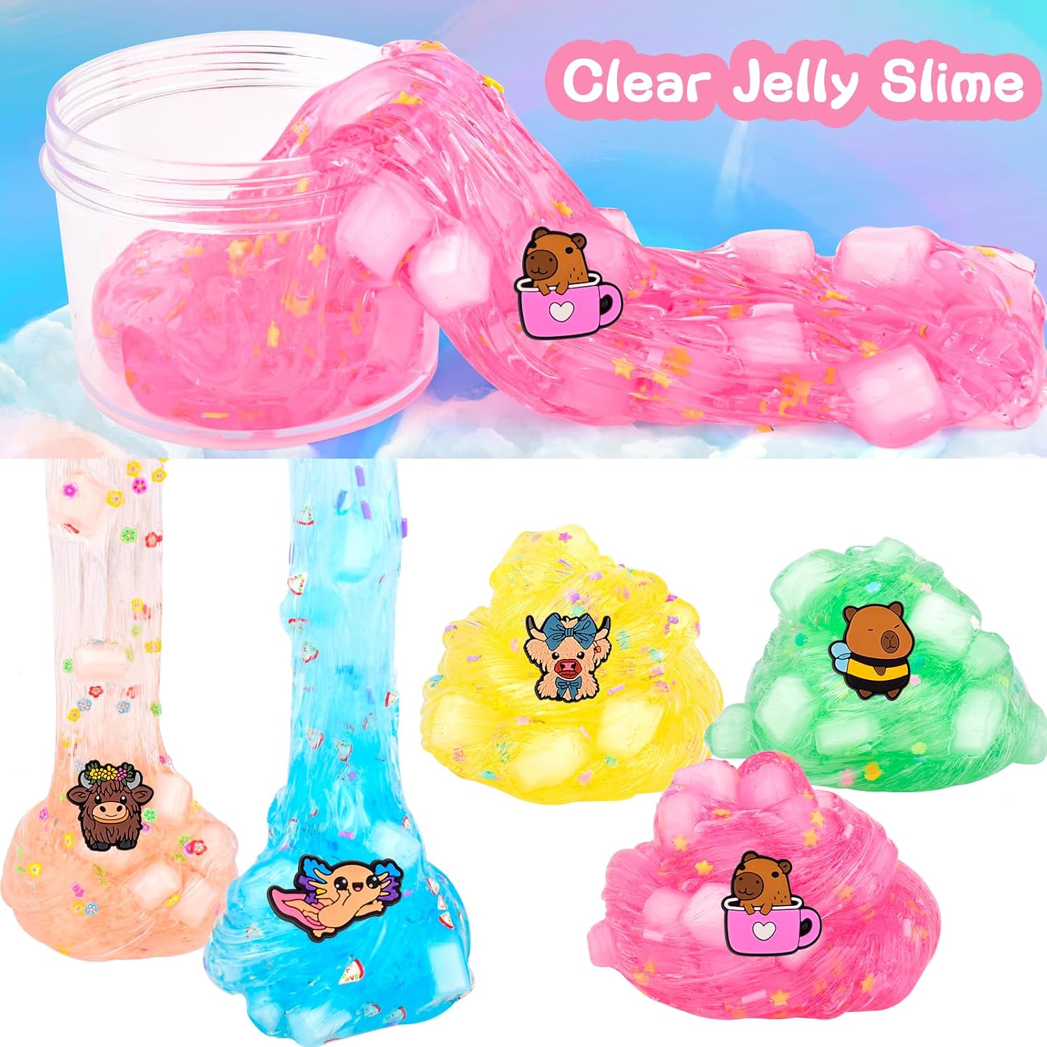 Detalle de 12 Pack Fluffy Axolotl Slime Kit 12pc