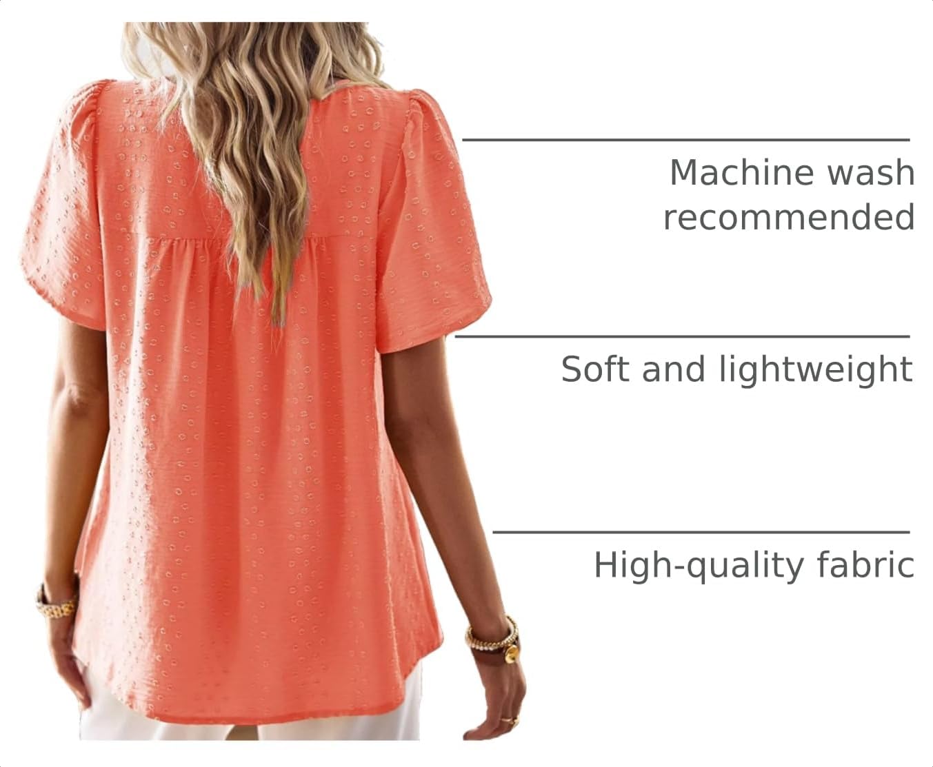 Detalle 2 de Falechay Women’s Boho Summer Crew Neck Crochet Lace Blouse (Short Sleeve)