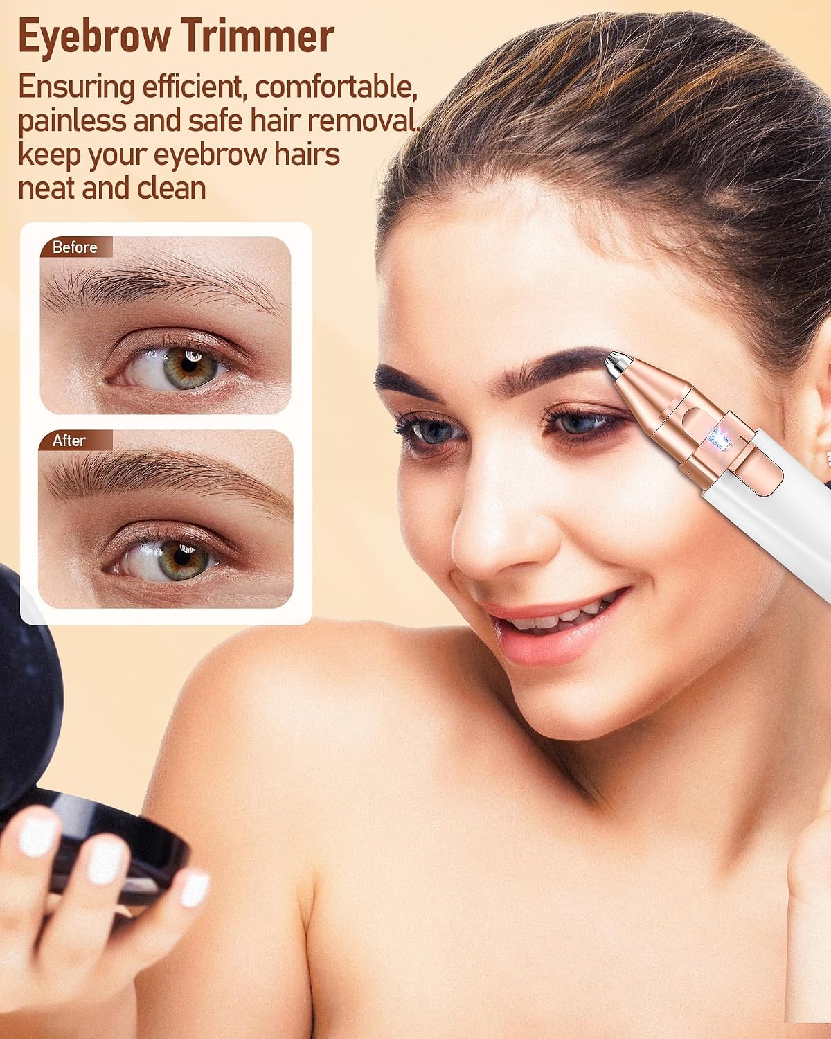 Detalle 2 de 2-in-1 Rechargeable Eyebrow Trimmer & Face Shaver for Women with LED Light