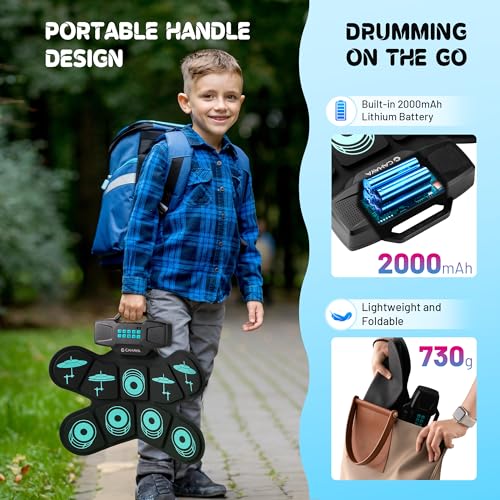 Detalle de CAHAYA Batteria Elettronica Portatile 9 Pad: pensata per bambini e principianti