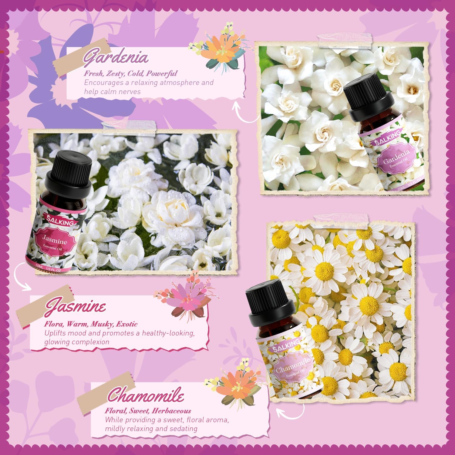 Thumbnail 3 de SALKING Floral Essential Oils Set: 6x10 ml Premium Pure & Natural Fragrance Oils