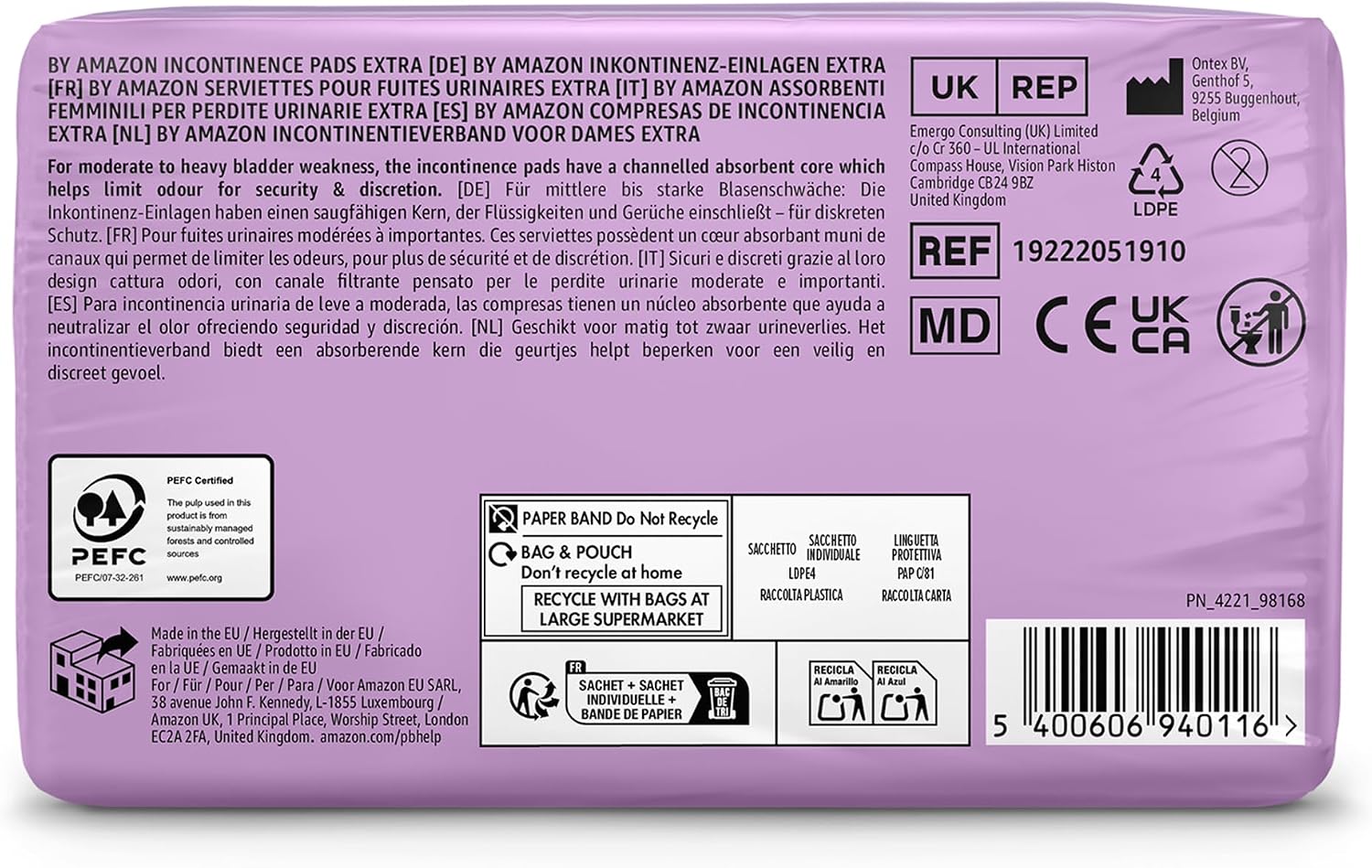 Thumbnail 4 de By Amazon Incontinence Extra Pads – 60 Pads (6 Packs of 10)