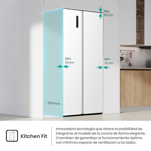 Detalle de Hisense RS3P538NEWE: Frigorífico Americano Side By Side, Kitchen Fit y Multi Air Flow