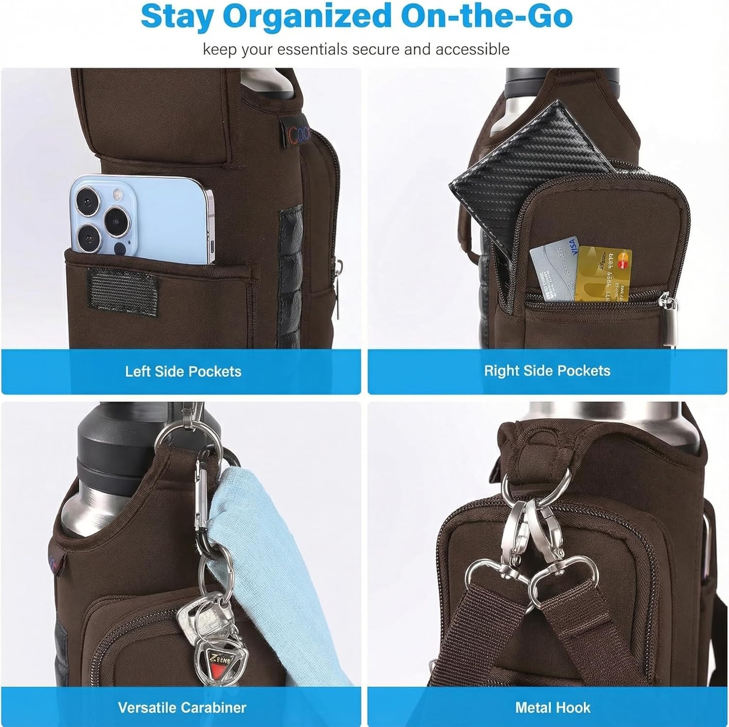 Detalle 2 de icolor Gym Borsa Magnetica: Borsa Fitness con Portabottiglia e Scomparti per Cellulare
