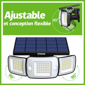 Detalle de intelamp Lampe Solaire Extérieure avec Double Capteur – éclairage jusqu’à 270° et détection sur deux axes