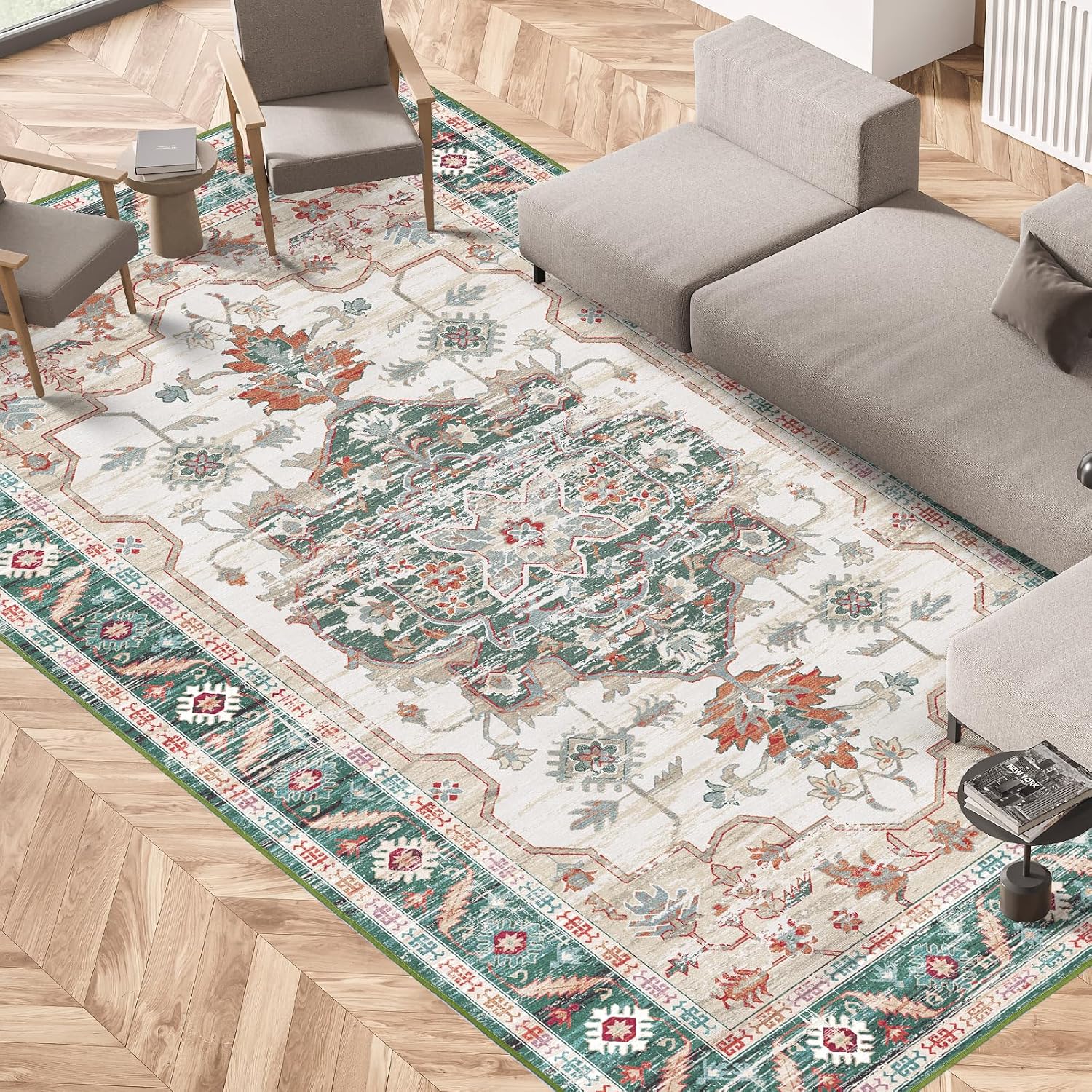 Thumbnail 8 de Vamcheer Alfombra Vintage Antideslizante y Lavable 🌿 160 x 230 cm