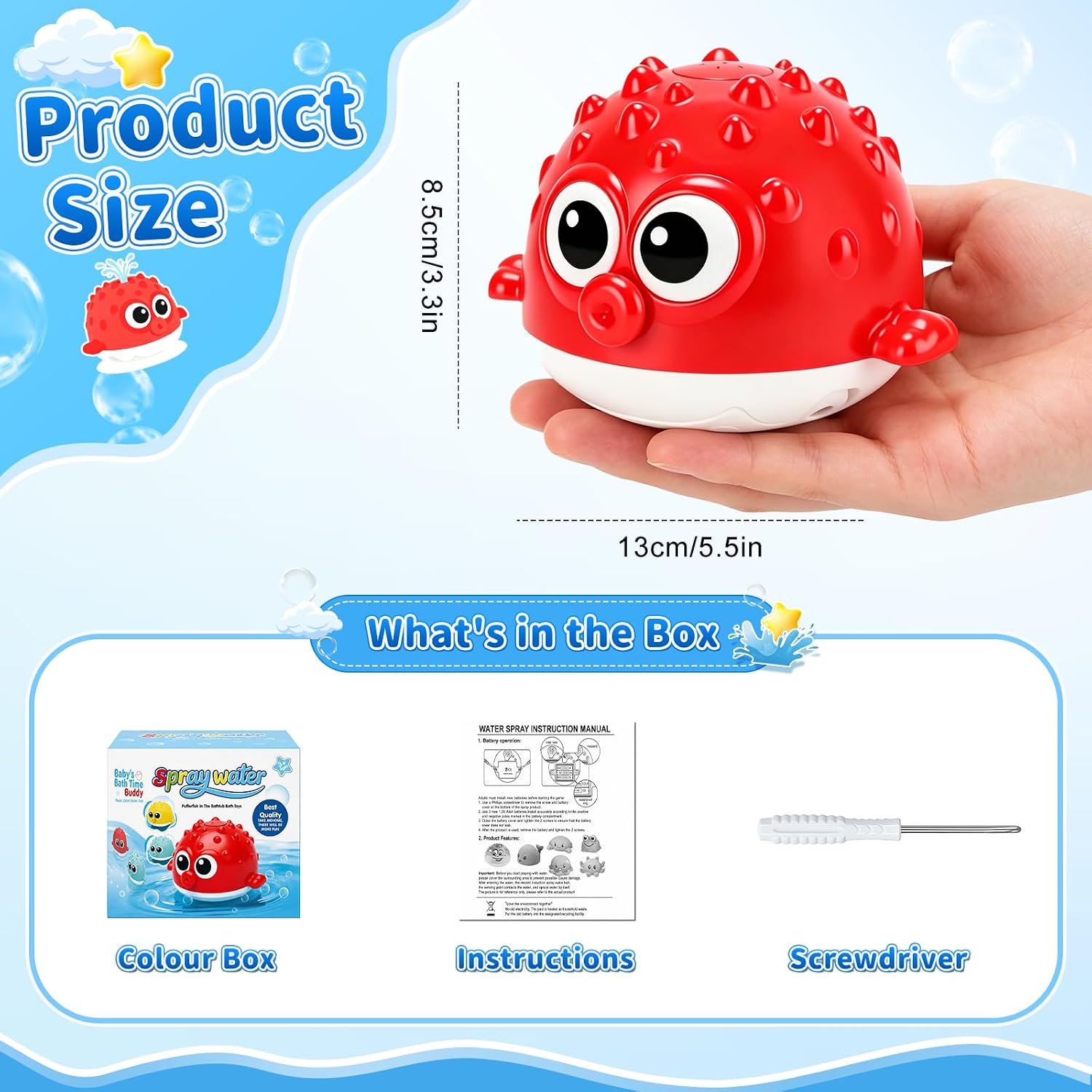 Thumbnail 3 de QASUN Baby Light-Up Bath Toys: Toddler Spray Pufferfish for Bath, Pool and Outdoor Fun