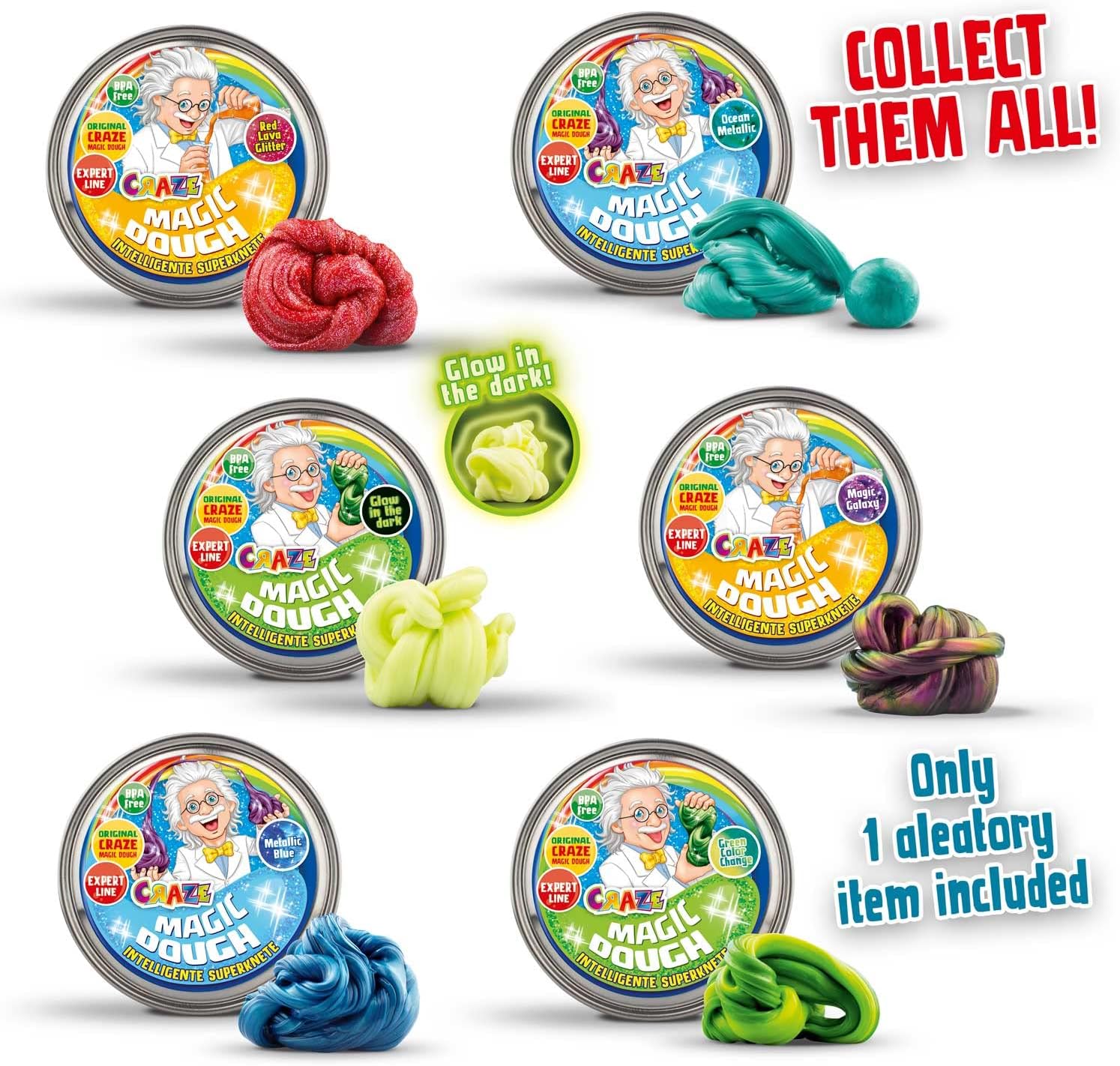 Thumbnail 1 de Craze MAGIC DOUGH Experte Professor – wieder knetbare Modelliermasse für Kinder, 70 g, 6 Spezialeffekte