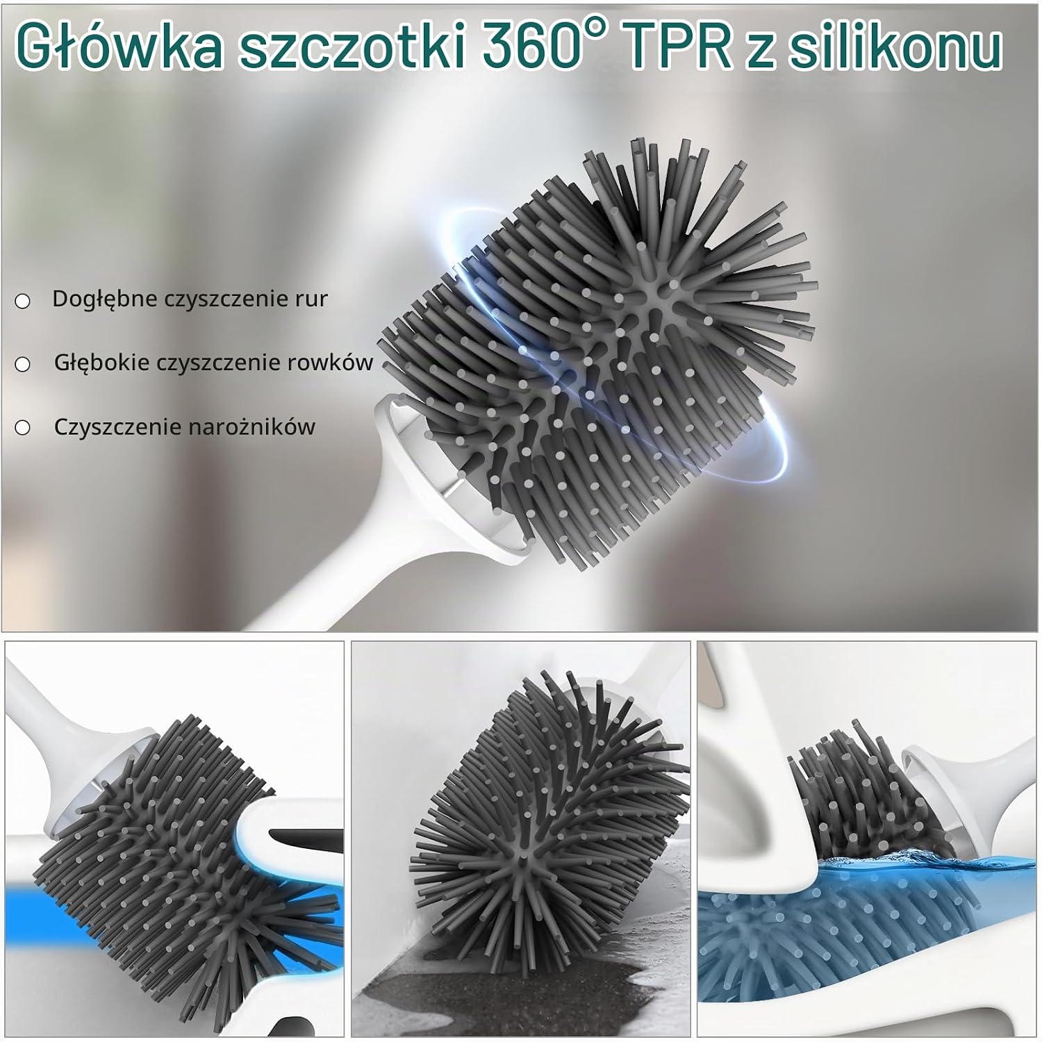 Detalle de EWEIMA E006 silikonowa szczotka do WC, szybkoschnący stojak i montaż na ścianie