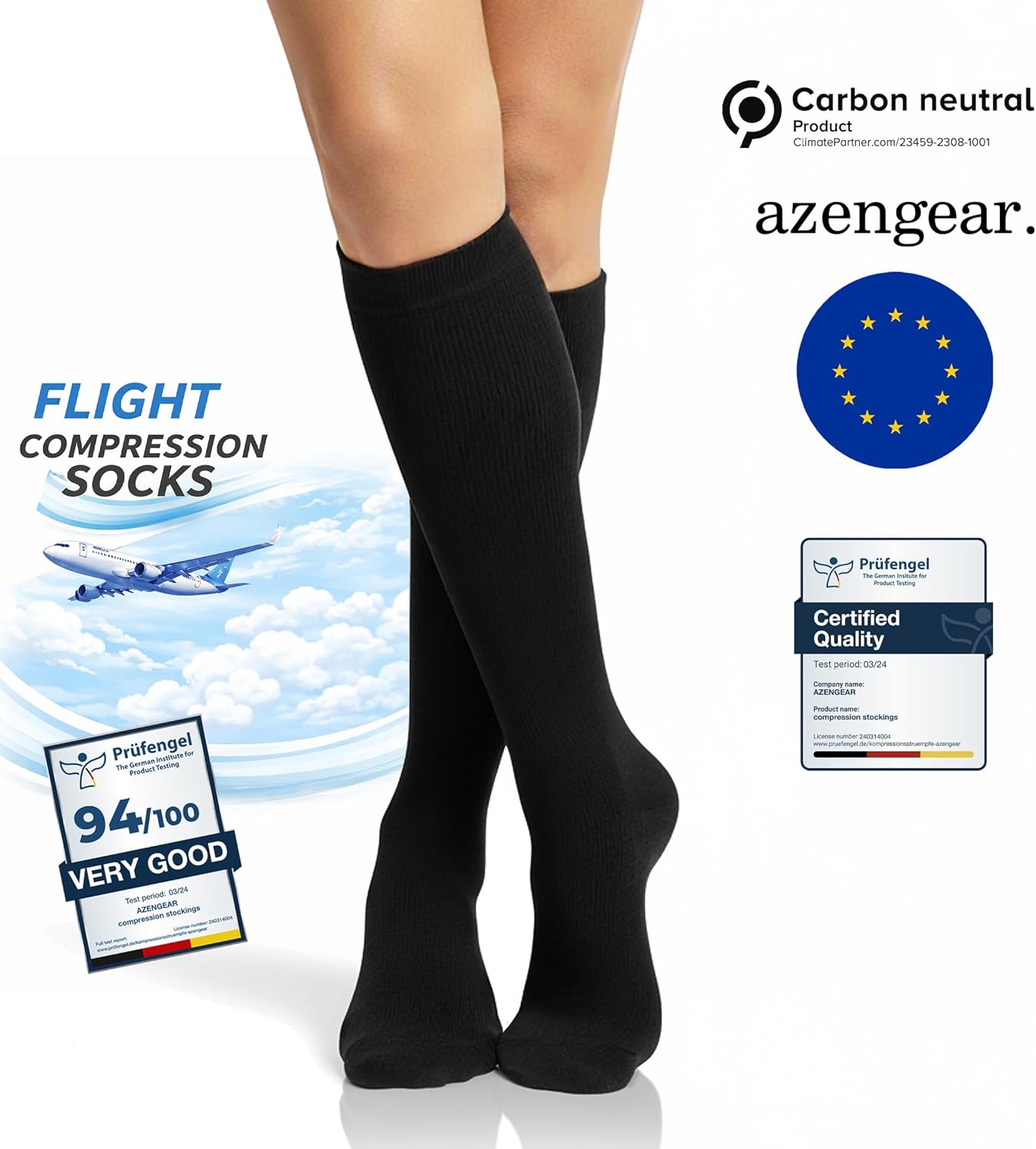 Thumbnail 4 de aZengear Calze a compressione graduata 20-30 mmHg Classe 2 per uomo e donna – Viaggio, sport e gambe sane