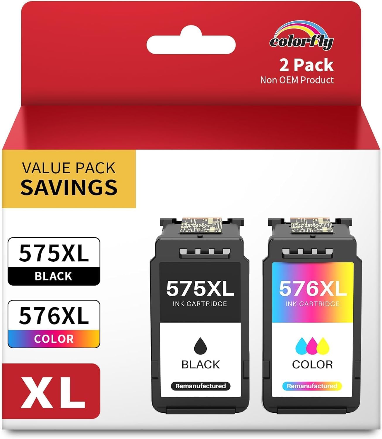 Cartucce d'inchiostro PG-575XL CL-576XL (2 pezzi) compatibili Canon: nero PG-575XL e colore CL-576XL