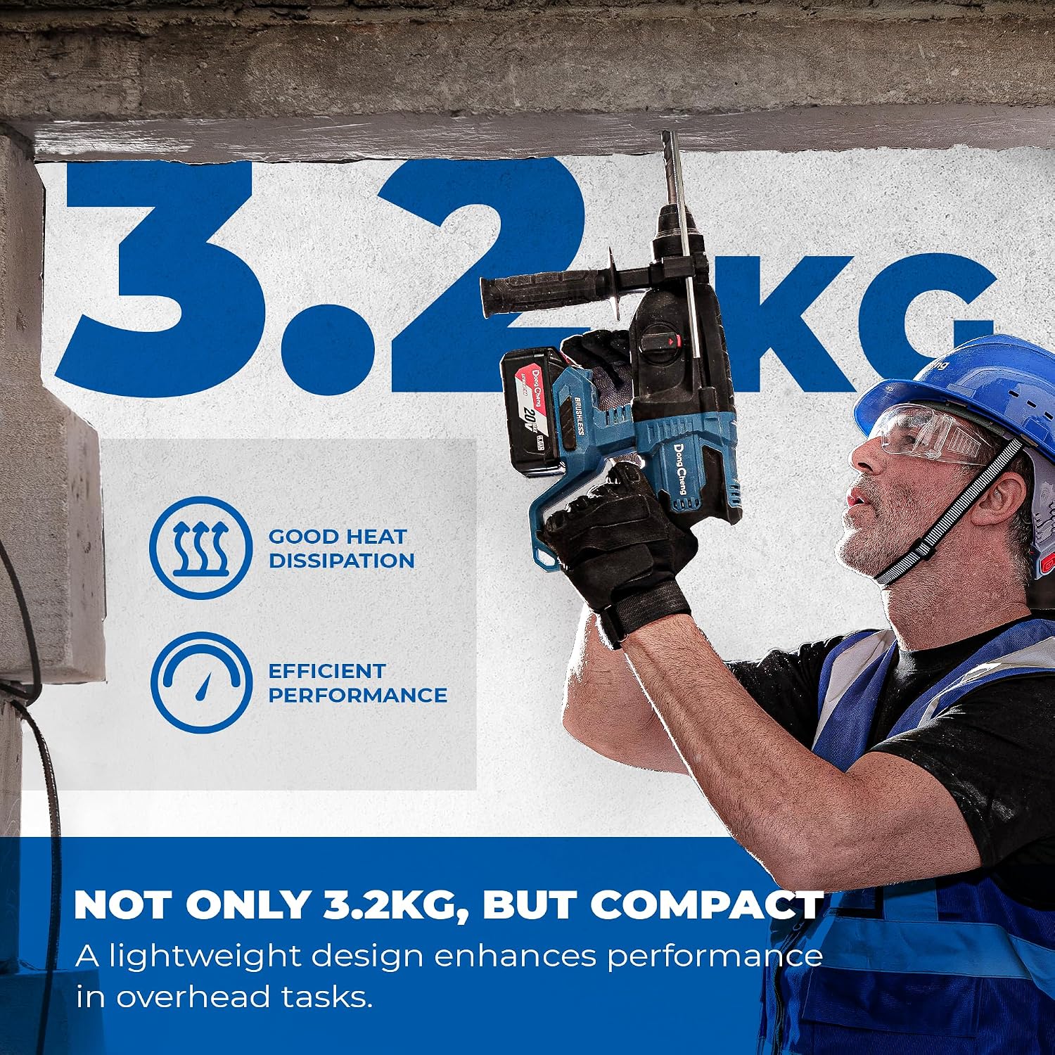 Thumbnail 4 de Dong Cheng 20V MAX SDS-Plus 2.8J Cordless Brushless Rotary Hammer Drill (4 Functions) with Safety Clutch
