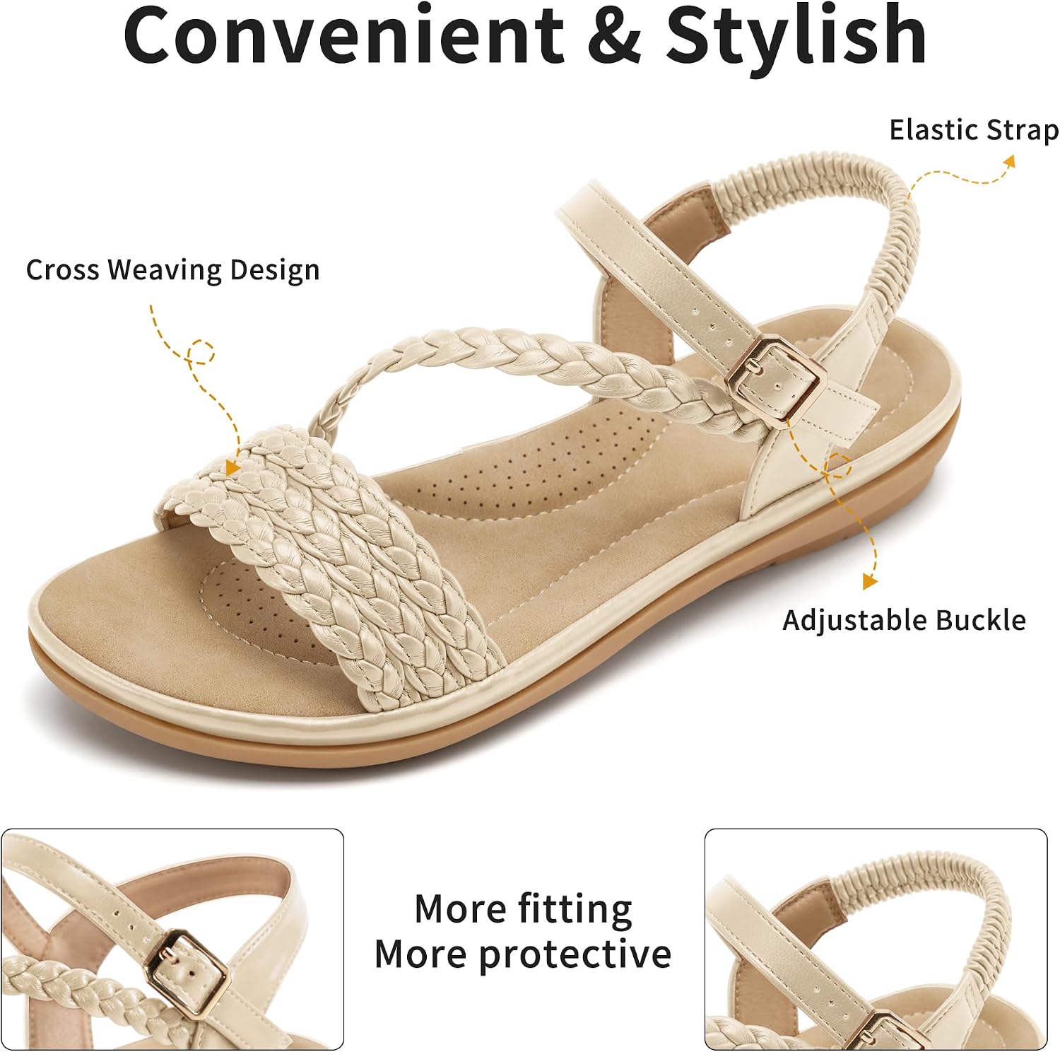 Thumbnail 4 de Aomigoct Dressy Women's Sandals: Comfortable, Lightweight Woven Flat Sandals for All-Day Wear