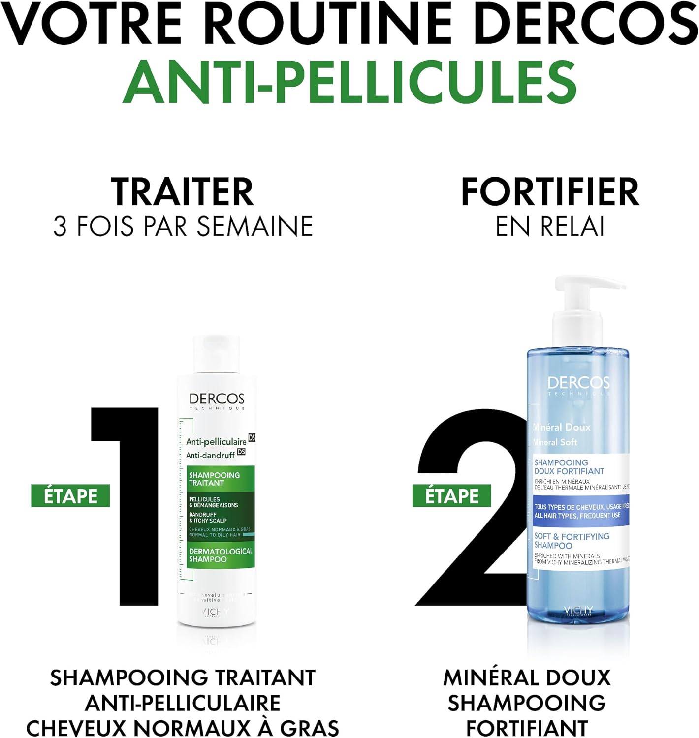 Detalle 2 de VICHY DERCOS Shampooing Anti-Pelliculaire DS – Cheveux Normaux à Gras, Microbiome et Sélénium DS