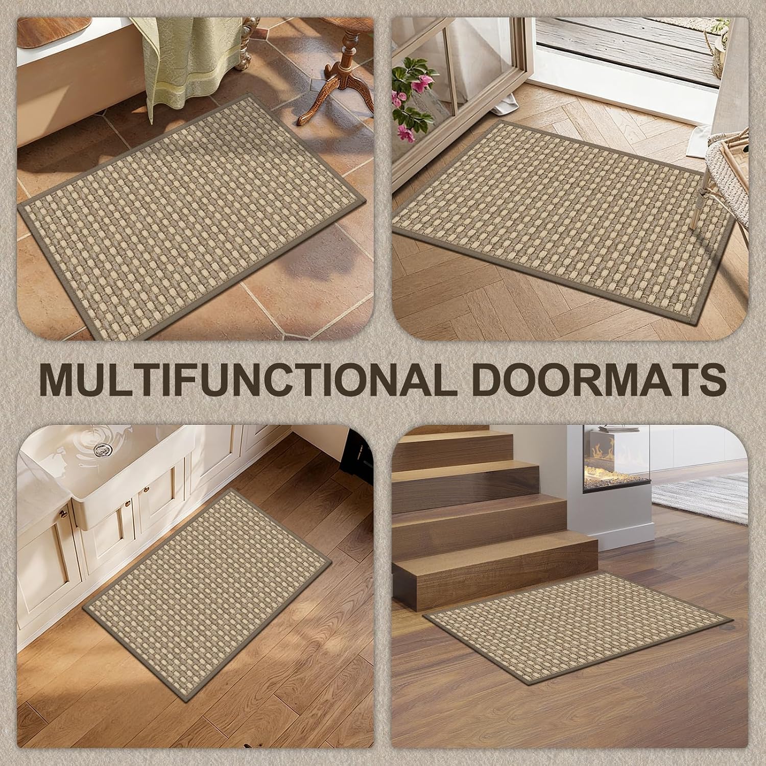 Detalle de VSIWB Indoor Door Mat, 20" x 32" Low-Pile Washable Woven Rug