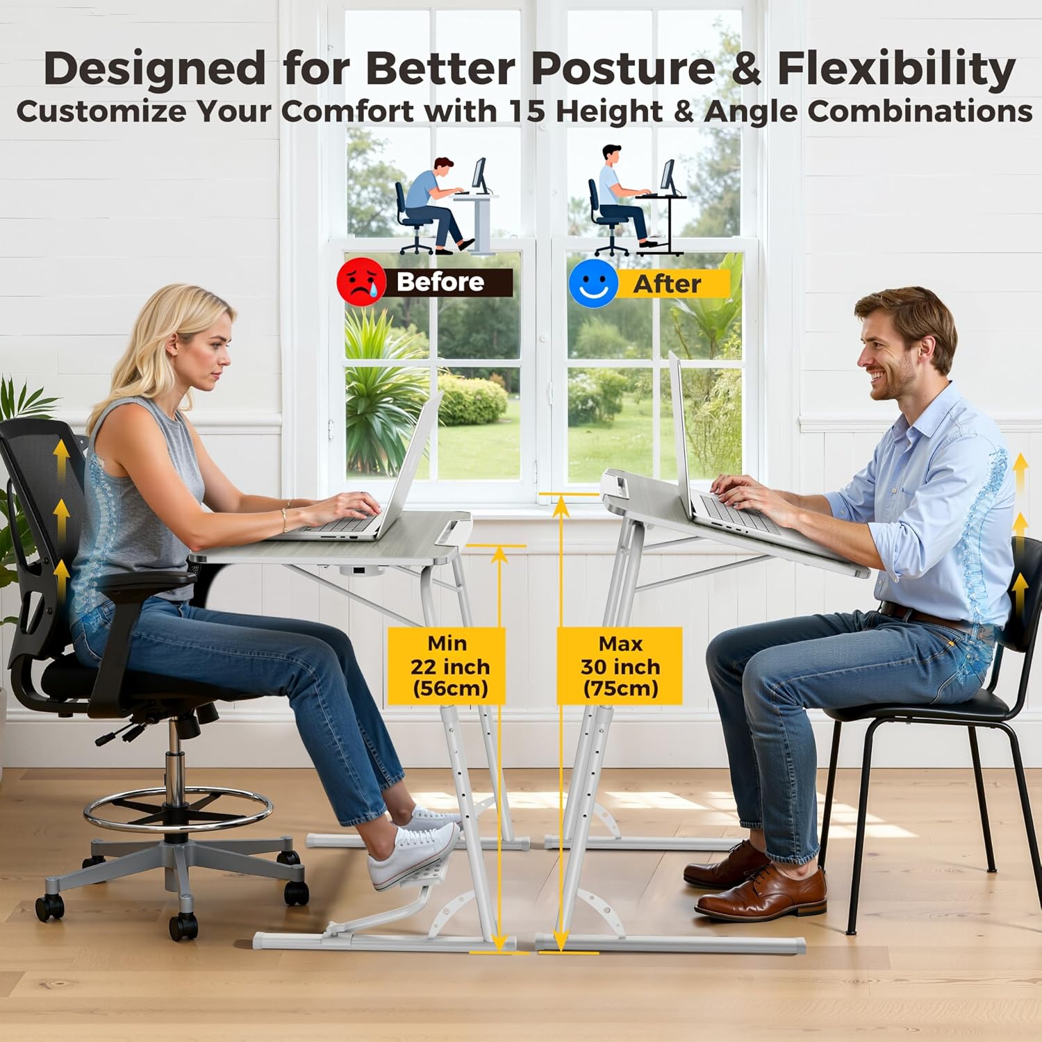 Thumbnail 4 de FoldWise Folding Laptop Table for Sofa – Sturdy Portable Desk with Height & Angle Adjustments