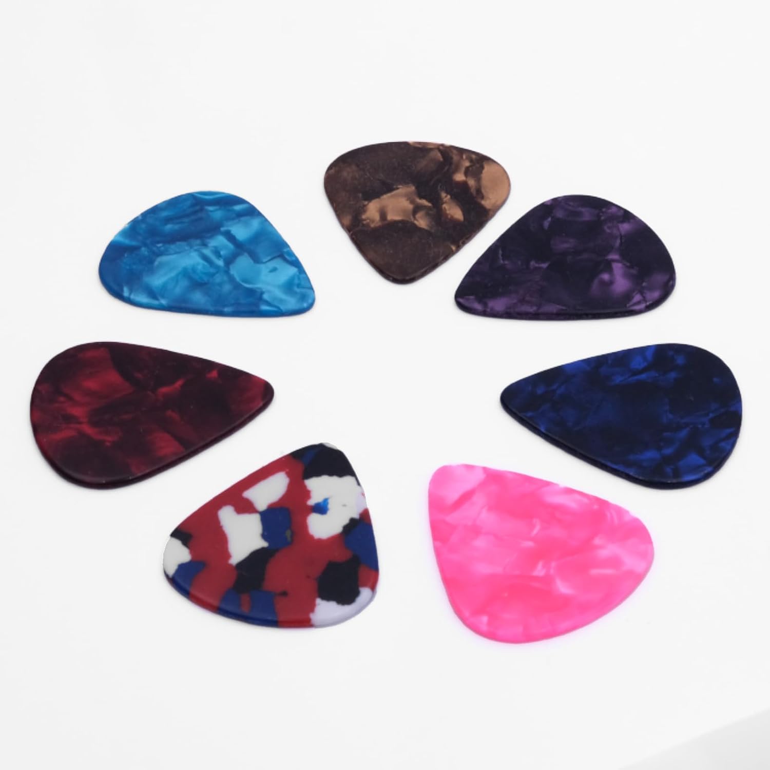 Detalle de Xuxing xr-008 Celluloid Guitar Picks, 30-Pack, 1.2 mm, Assorted Colors