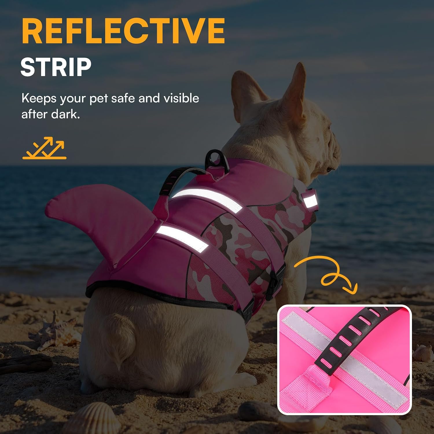 Detalle de Queenmore Dog Swimming Vest: Adjustable Large Life Jacket with Rescue Handle
