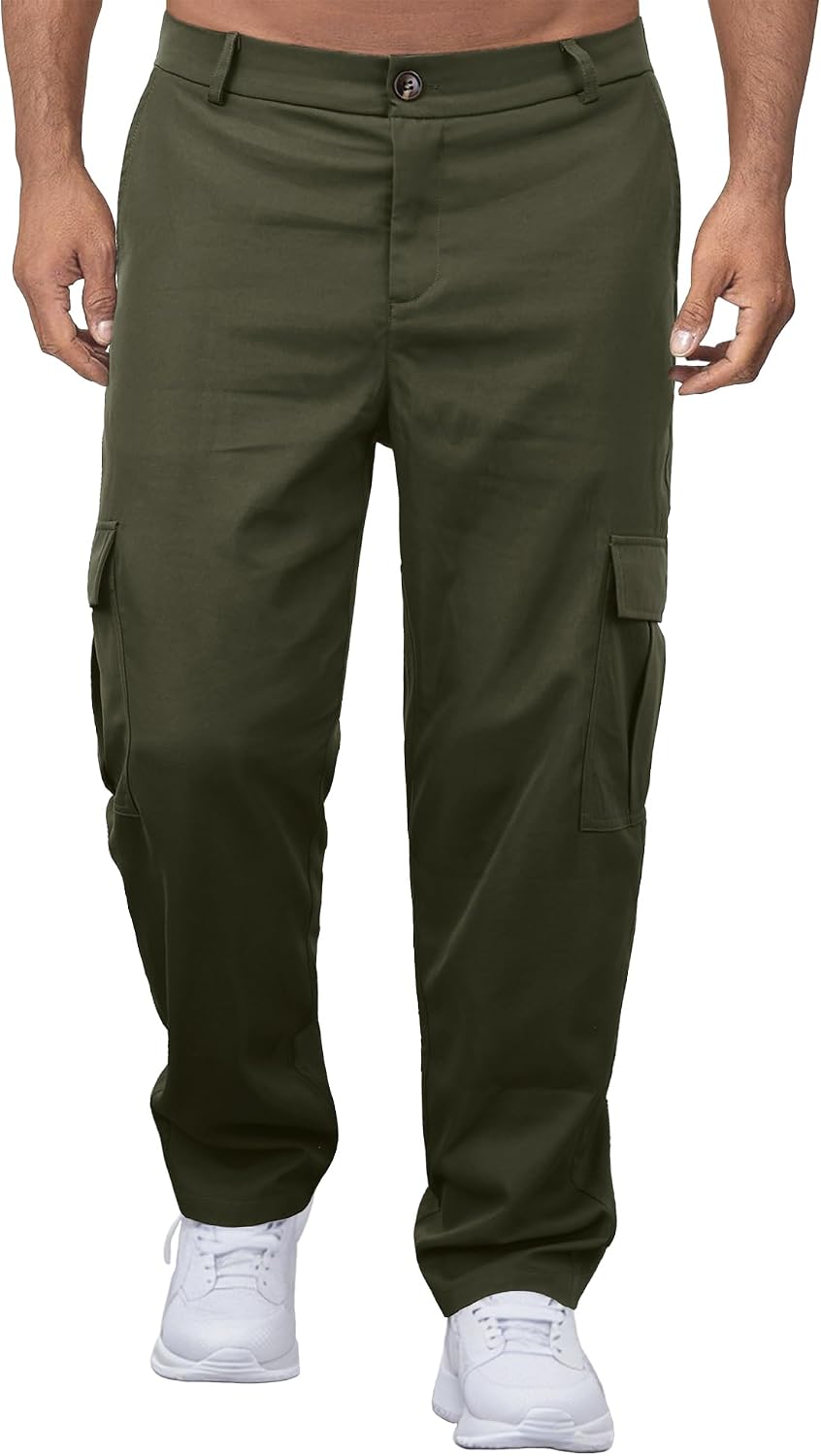 Thumbnail 5 de Comdecevis Mens Casual Cargo Pants: Baggy Straight-Leg Sweatpants with Large Flap Pockets