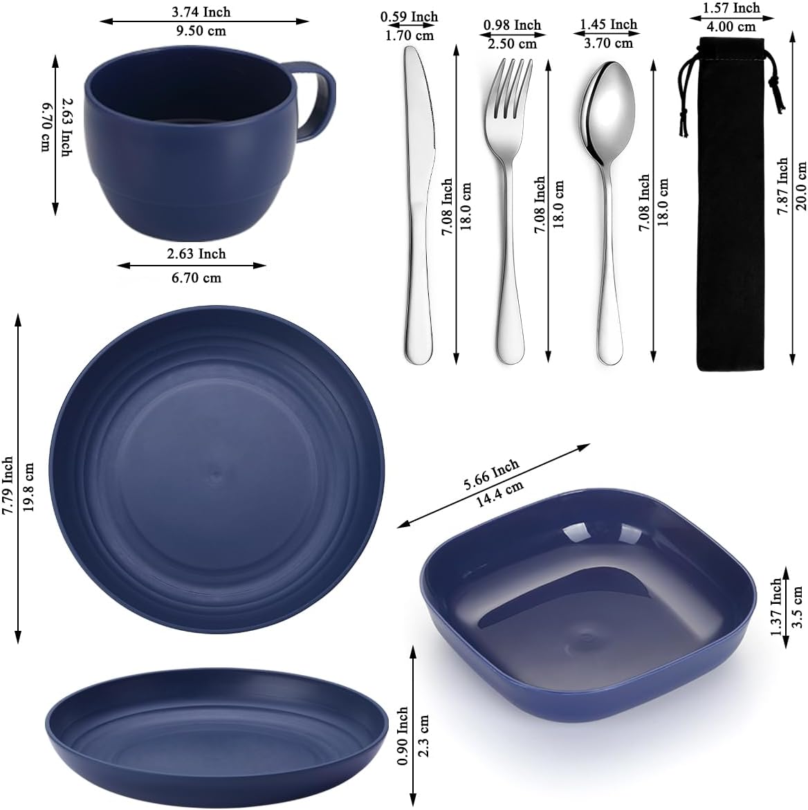 Detalle de ReaNea Camping Utensils Set with Plates, Bowls, Mug and Cutlery