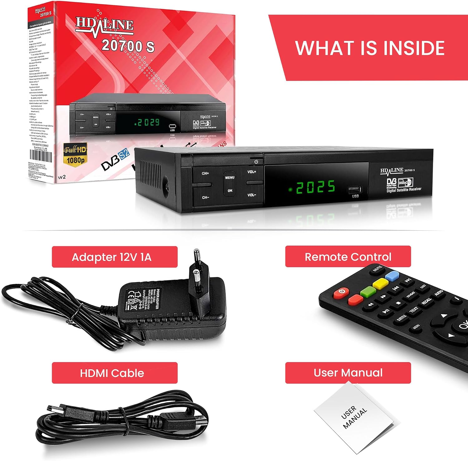 Thumbnail 6 de Hd-line 20700 HD Sat Receiver DVB-S2 – Full HD 1080p, HDMI, USB 2.0, vorprogrammiert für Astra, Hotbird und Türksat