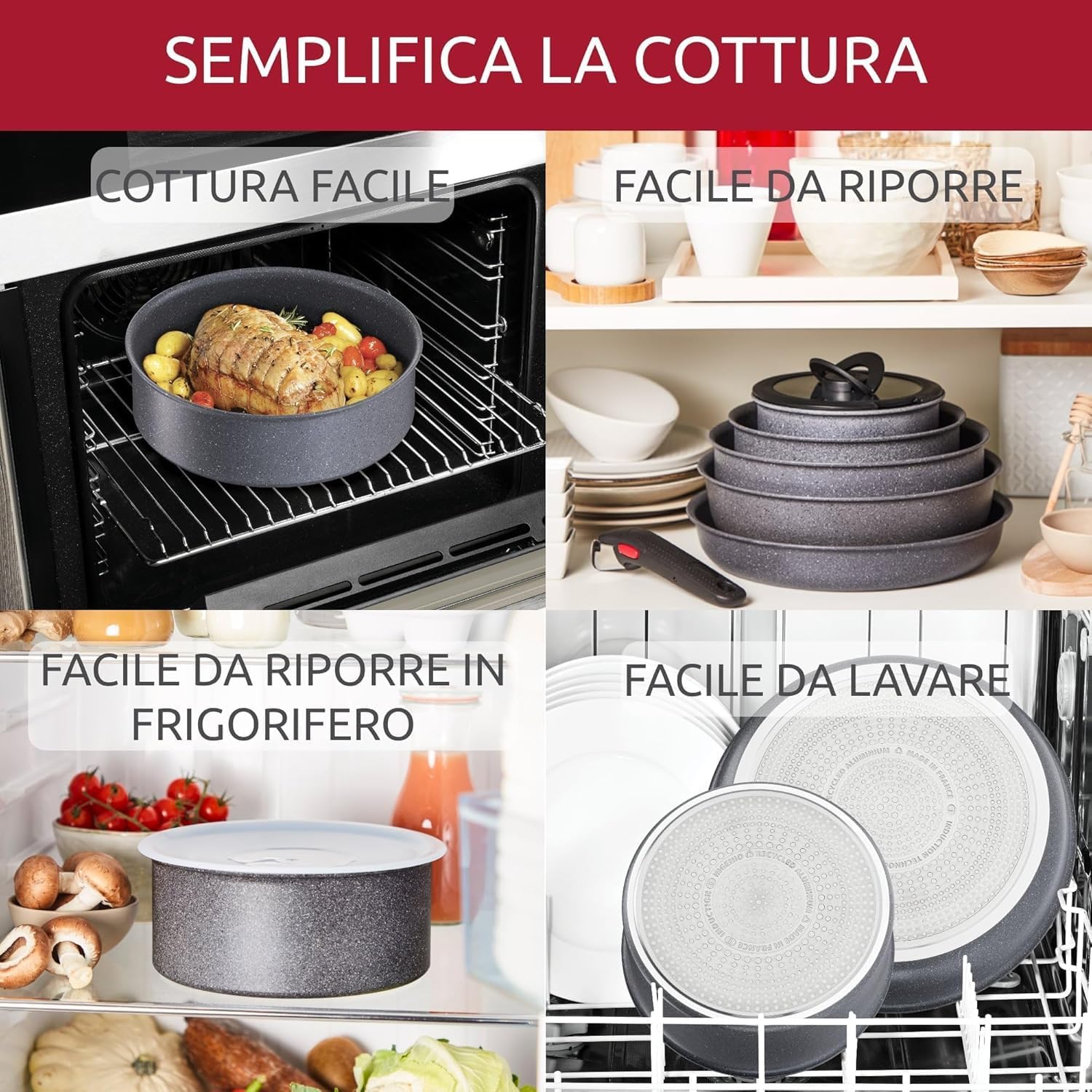 Thumbnail 2 de Lagostina Ingenio Mineralis Set Padelle Antiaderenti 3 Pezzi con Corpo in Alluminio Riciclato e Manico Removibile
