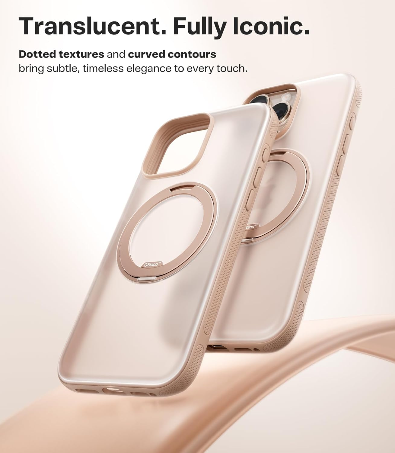 Detalle de TORRAS 360 Magnetic Stand for iPhone 16 Pro Max Case with SnapLock MagSafe, Desert Titanium