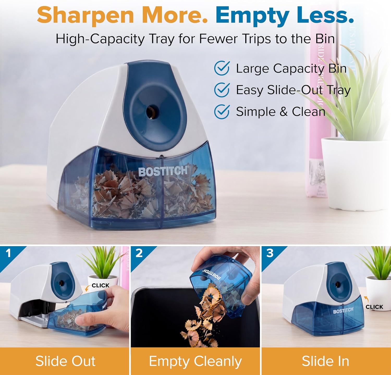 Detalle de Bostitch Office Electric Pencil Sharpener — Heavy-Duty, Stall-Free Motor for Classroom & Desk