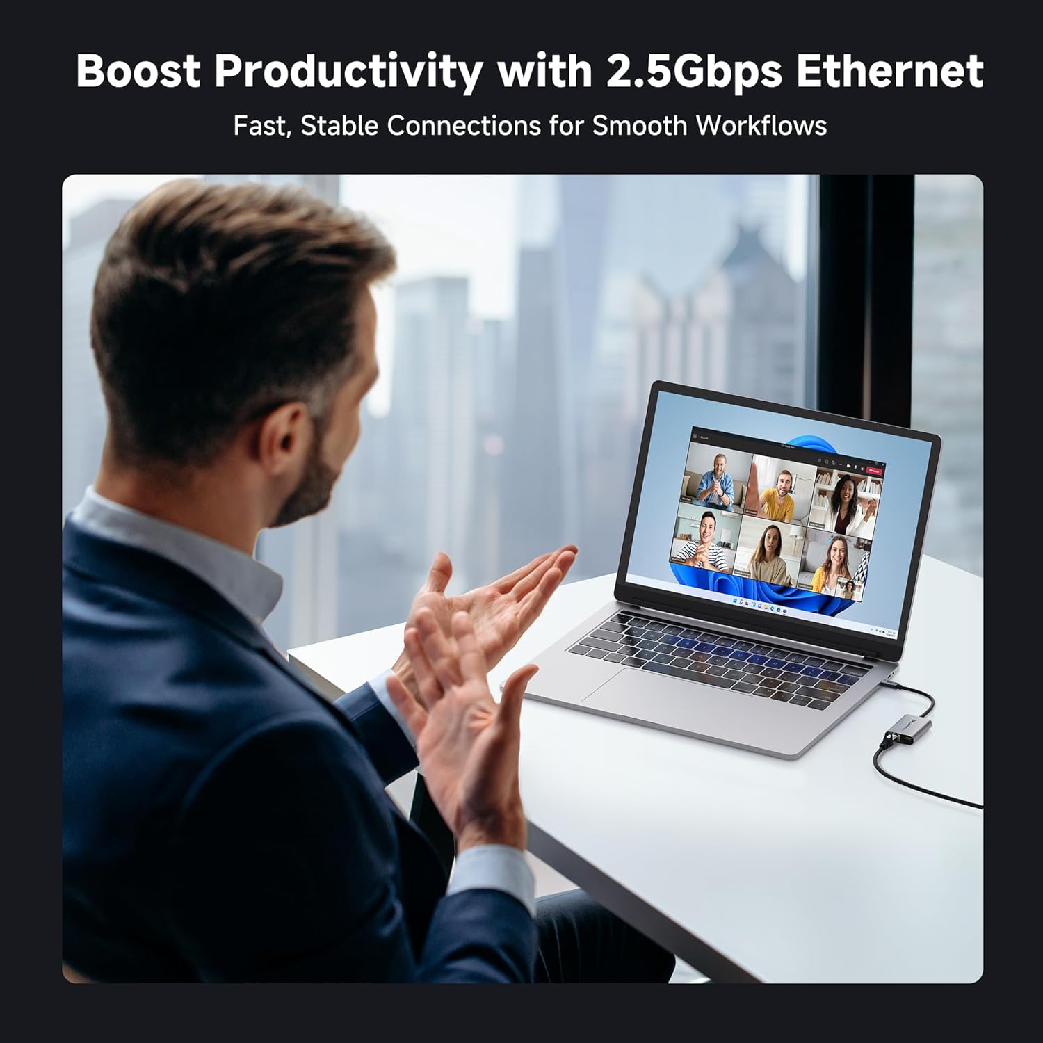 Thumbnail 3 de Cable Matters USB C to 2.5Gb Ethernet Adapter with 140W Charging