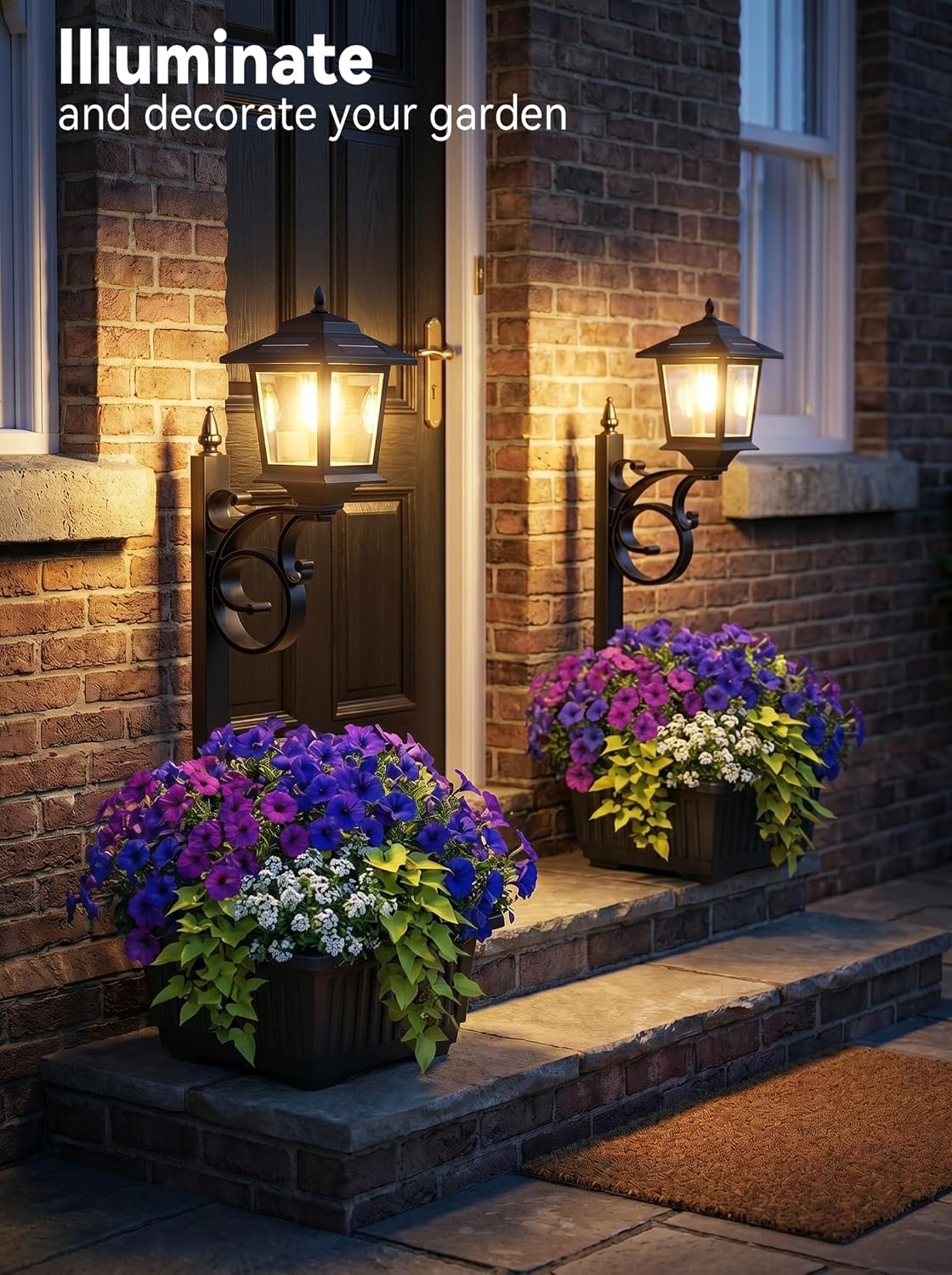 Detalle 2 de DOESLAG SL0155P2 Solar Planter Lamp Posts, 2-Pack, Black Plastic