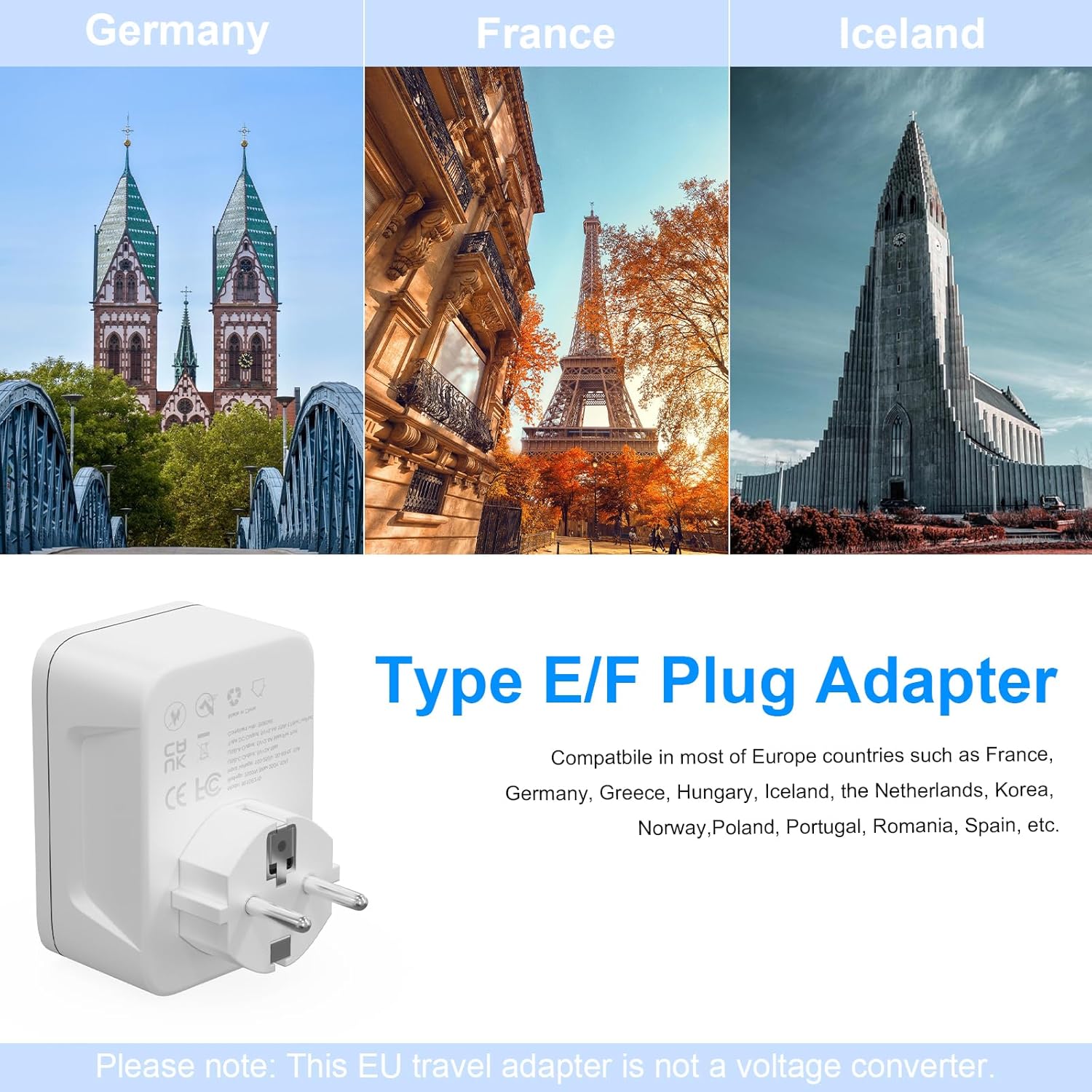 Thumbnail 1 de Herfair UK to European Plug Adapter 5‑in‑1