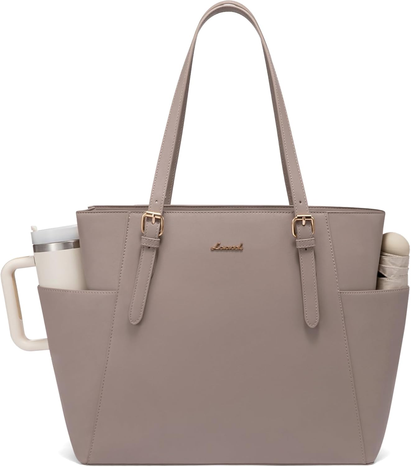 Thumbnail 6 de LOVEVOOK Damen Handtasche groß: PU-Ledertasche mit gepolstertem 17-Zoll-Fach und Flaschenhalter