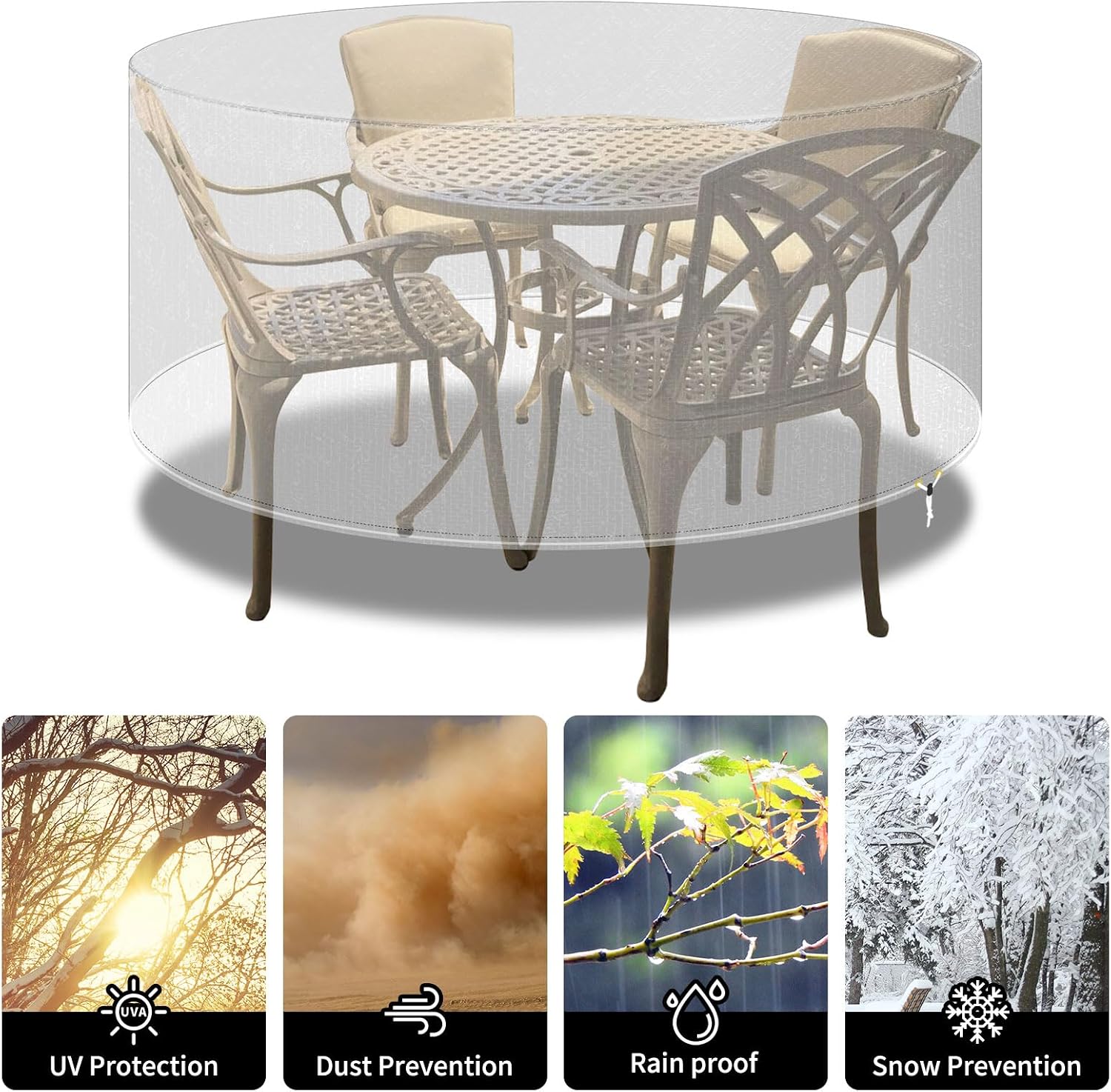 Thumbnail 6 de PATIO PLUS runde Terrassenmöbelabdeckung 130x71 cm – wasserdicht, winddicht, Anti-UV