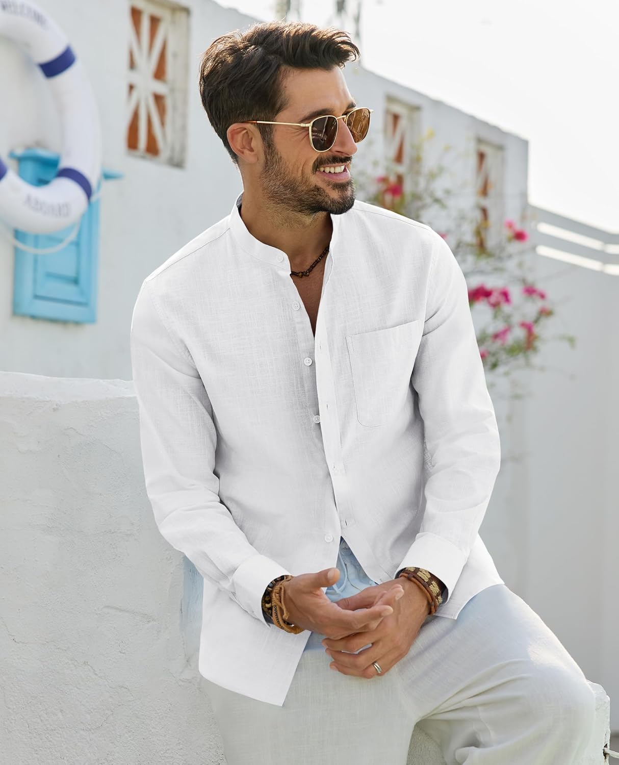 Thumbnail 3 de J.VER Leinenhemd Herren Langarm mit Stehkragen – atmungsaktives Leinen-Baumwoll-Shirt, Regular Fit
