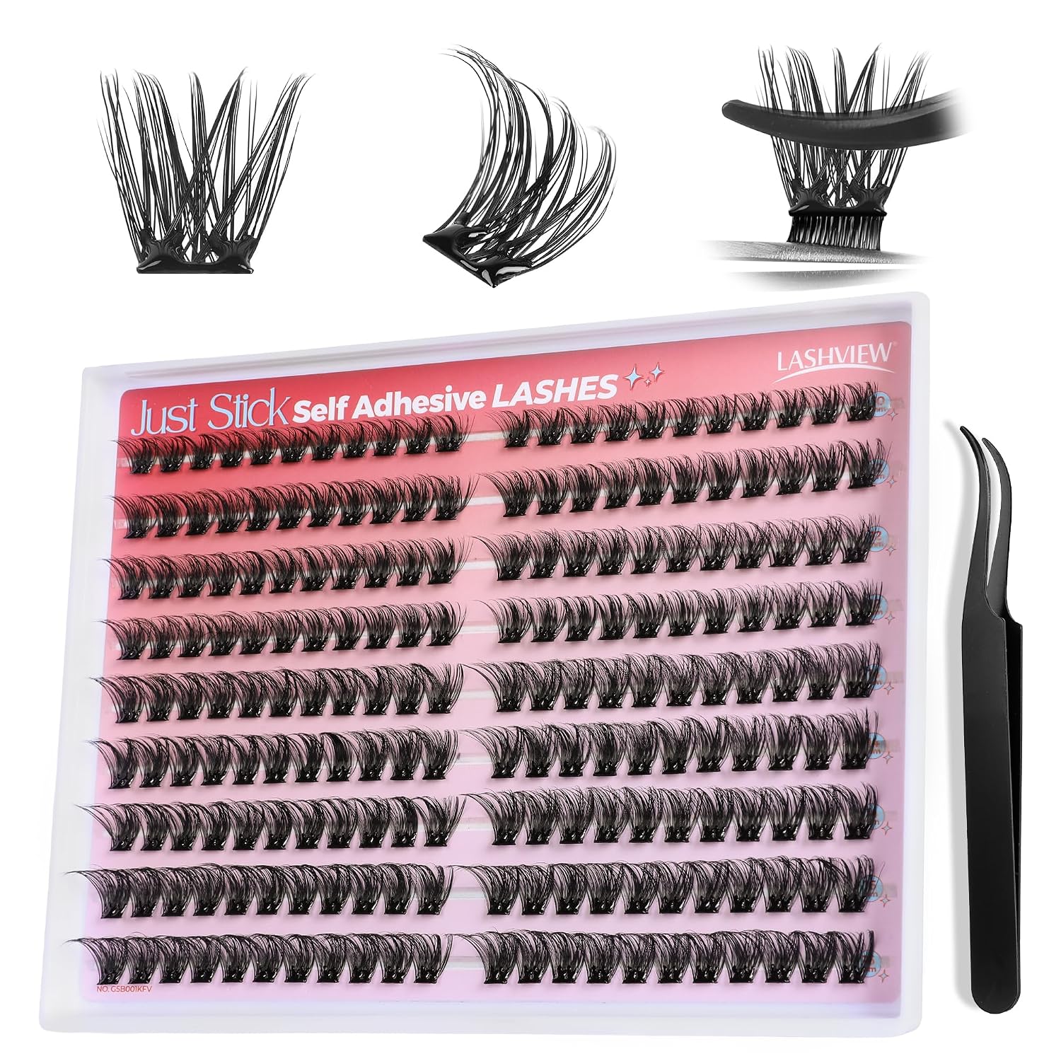 Detalle de LASHVIEW Selbstklebende Wimpern 198 Stück D-Curl – natürlicher Look, wasserfest