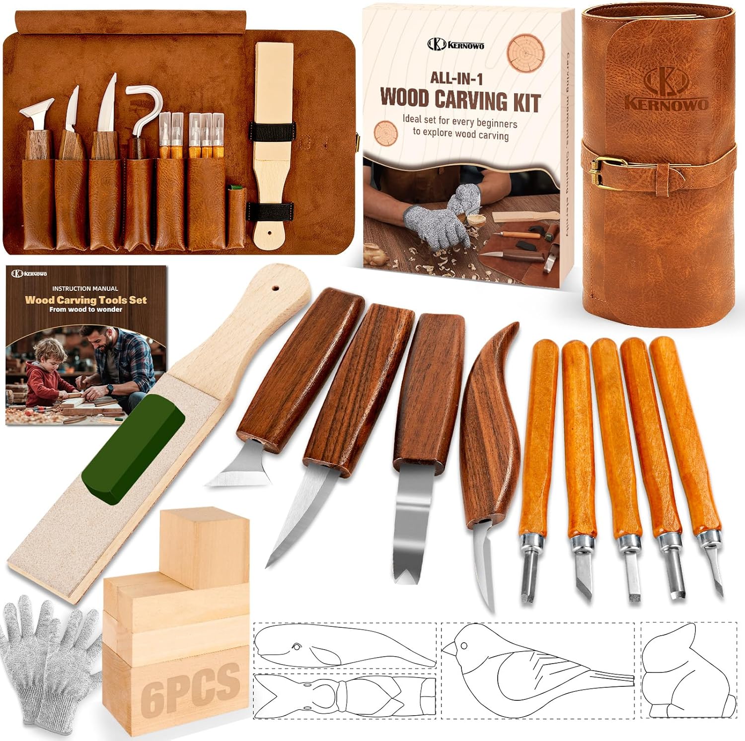 Detalle de Wood Carving Kit with 6 Basswood Blocks