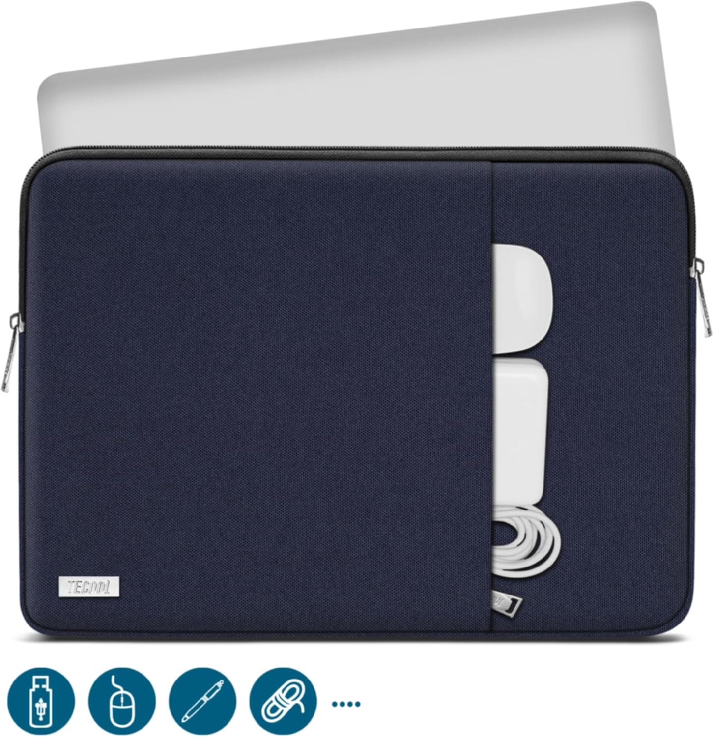 Detalle 2 de TECOOL Laptop Tasche Hülle 12,3–13" – wasserdicht, dreifachdurchdachter Schutz für Surface, MacBook Air Pro 13 und mehr (Dunkelblau)