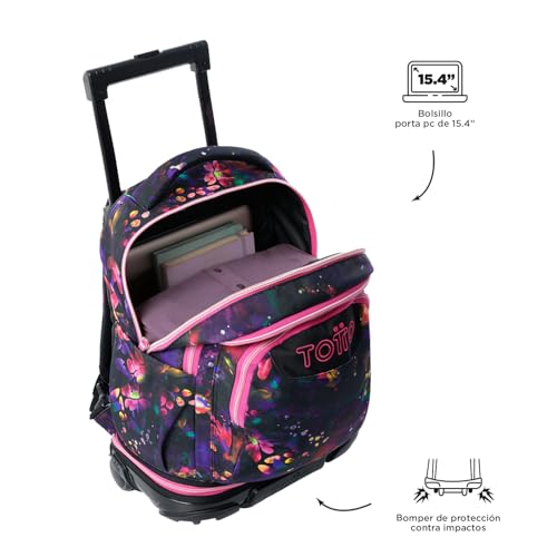 Thumbnail 6 de TOTTO Mochila Escolar Tempera 12 L: ergonómica, con 3 bolsillos y estampado Flower Galaxy