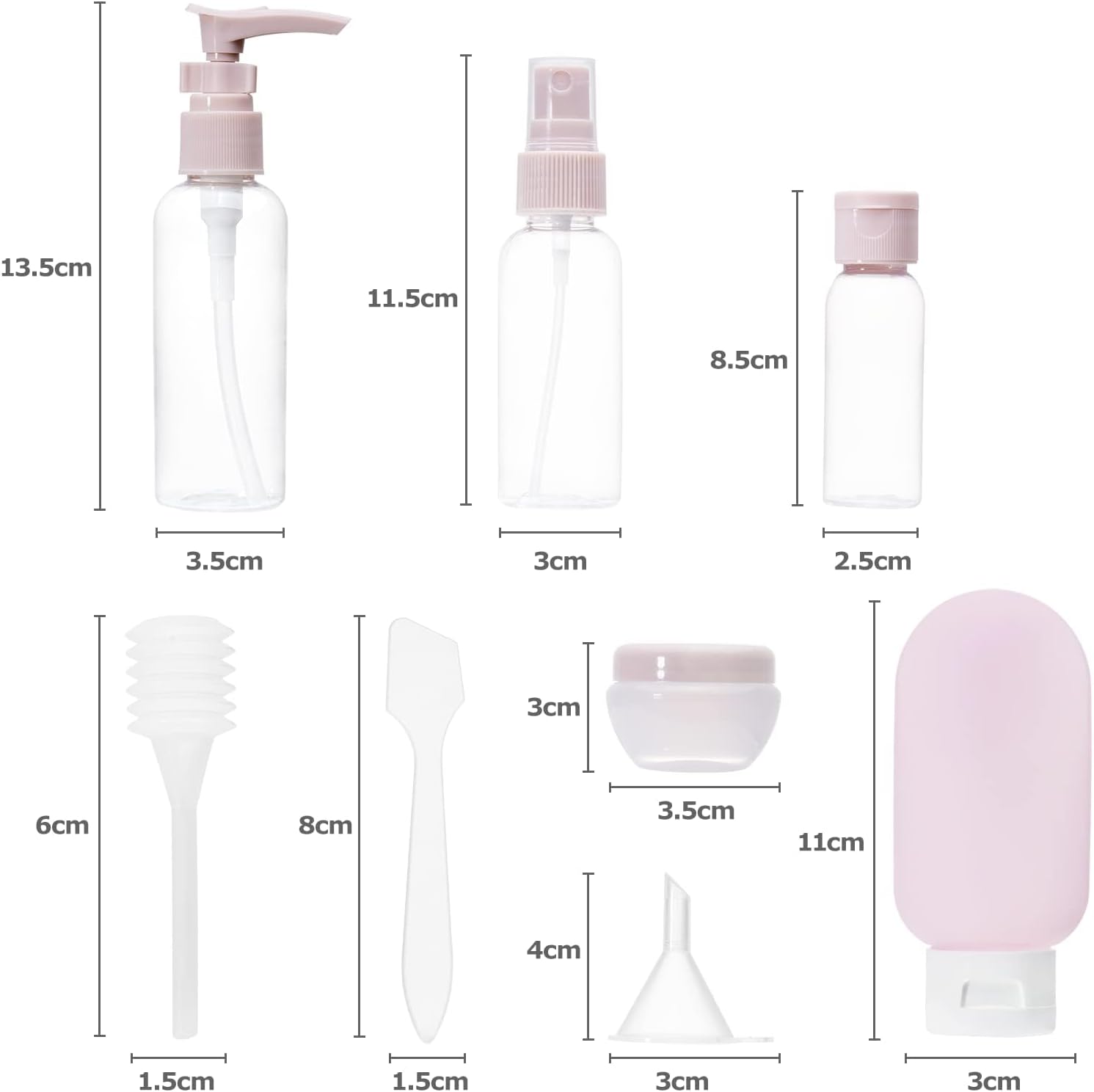 Thumbnail 6 de Carehabi 11-teiliger Reise-Flaschen-Set (30/50/60/80 ml) zum Befüllen – Pumpspender, Sprühflasche & Cremedosen