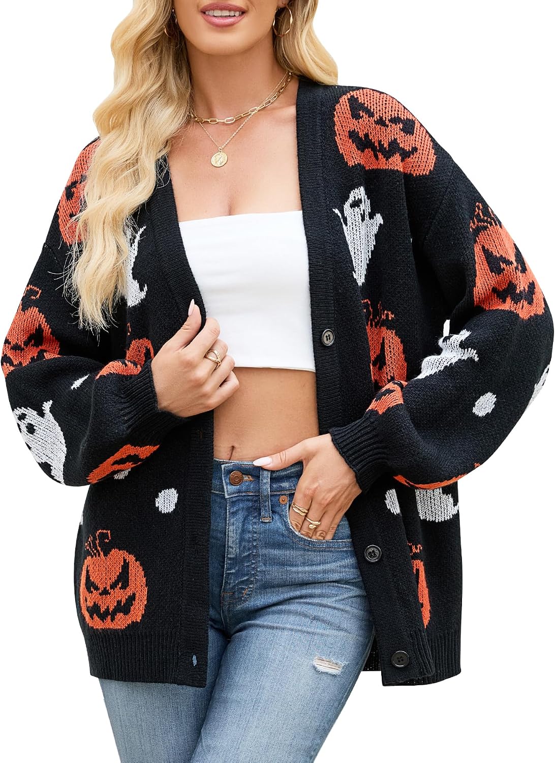Detalle de ZLIGXEA Women's Cardigan Sweater, Sizes S-XL