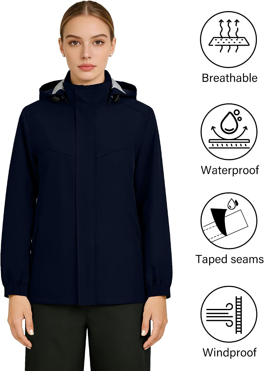Detalle de iCreek 202X Waterproof 2-Piece Rain Suit with Mesh Lining and Stowable Hood