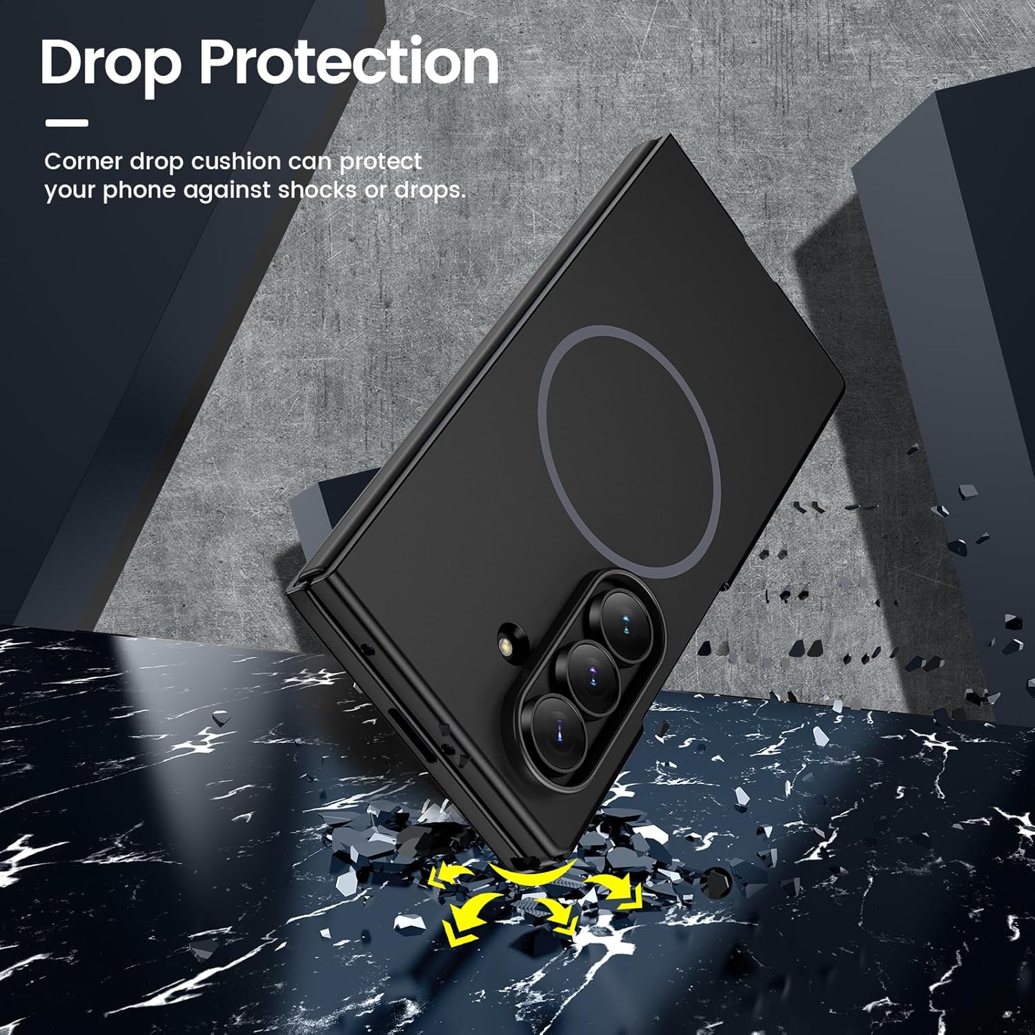 Thumbnail 5 de HWeggo for Samsung Galaxy Z Fold 7 Case (Magnetic Charging Compatible) with Built-in 9H Screen Protector, Ultra Slim Matte Black