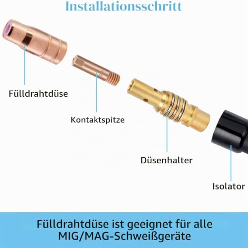 Detalle de EATBALE Fülldrahtdüse 14/15AK MIG/MAG Ersatzteile – Verschleißteil mit Keramikring, 4 Stück