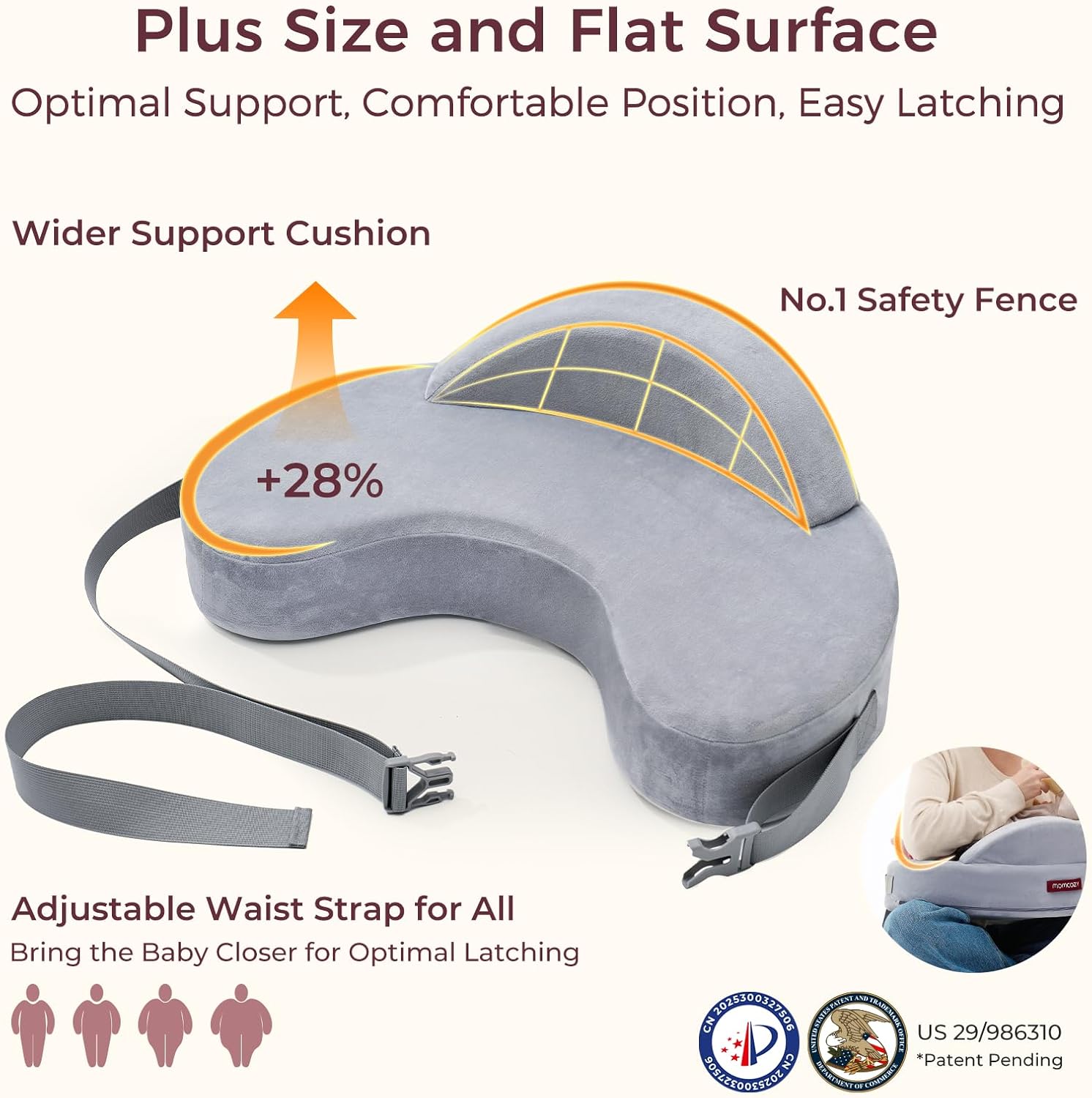 Thumbnail 5 de Momcozy Memory Foam Nursing Pillow: Ergonomic Support with Safety Fence for Confident Feeding