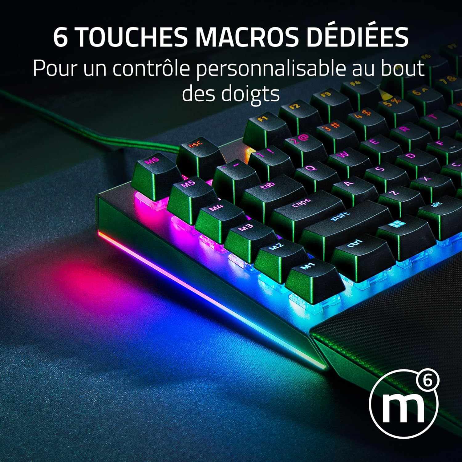 Thumbnail 3 de Razer BlackWidow V4 clavier gaming mécanique Chroma RGB (switches jaunes) – US noir