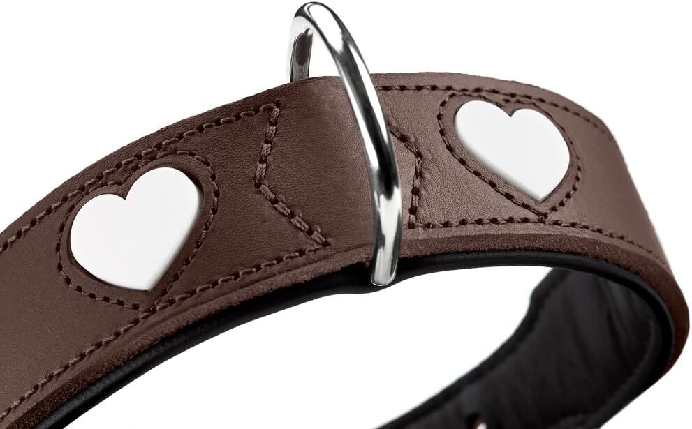Detalle de Hunter Hundehalsband Love – Braun/Schwarz, Größe 50, handgefertigt in Deutschland