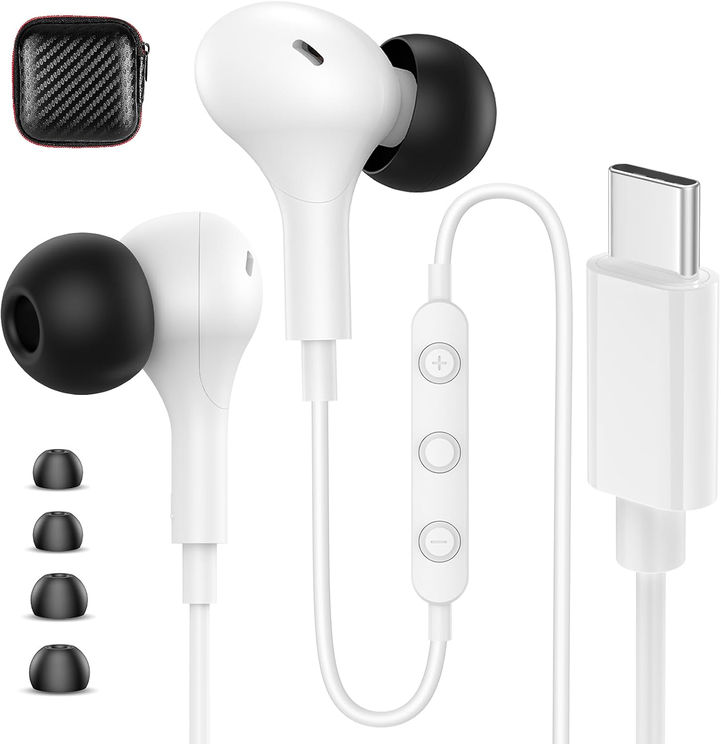Detalle de USB C wired earbuds with mic, in-ear
