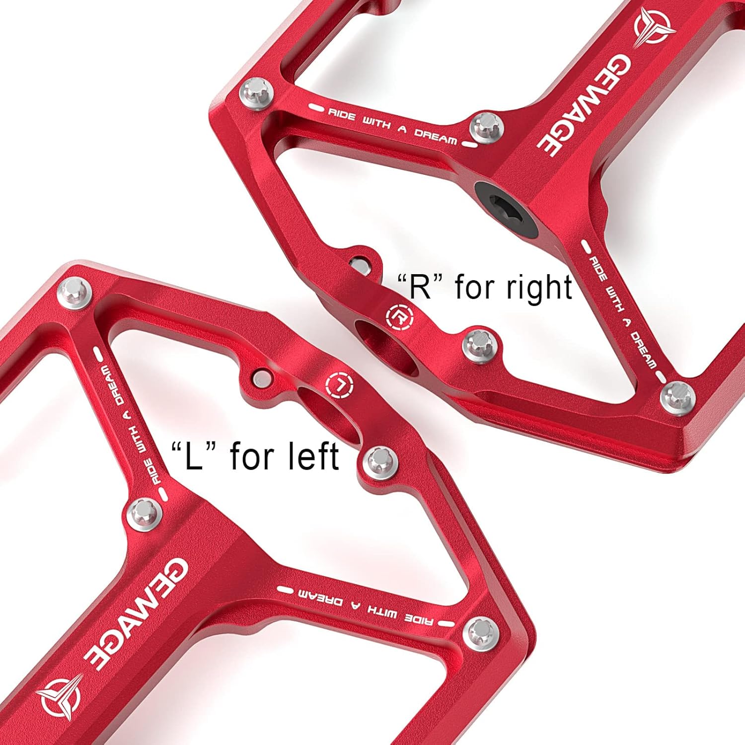 Thumbnail 4 de GEWAGE Road/Mountain Bike Pedals – 3 Bearings, CNC Machined 9/16" Flat Pedals with Removable Anti-Skid Nails