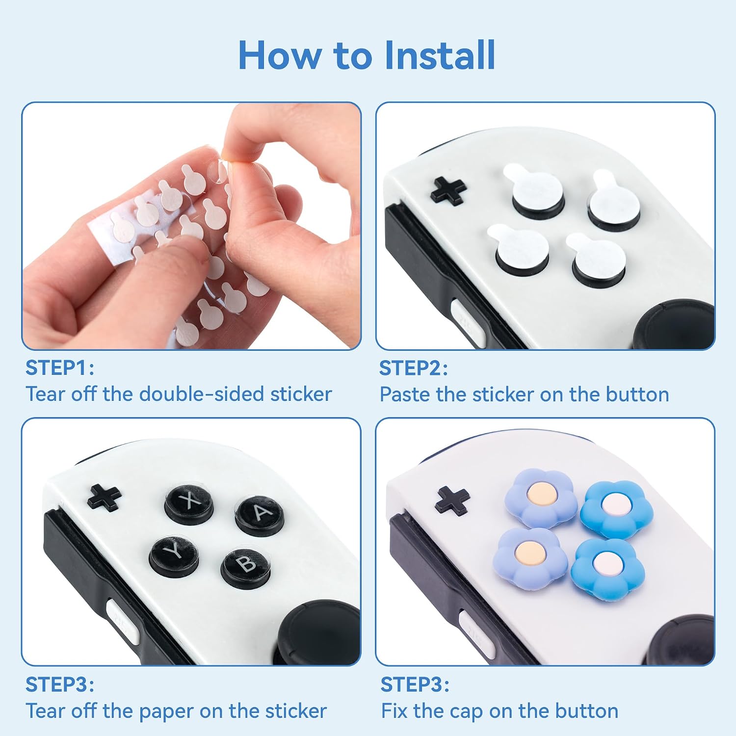 Detalle 2 de GeekShare Silikon Joystick-Kappen Set für Switch