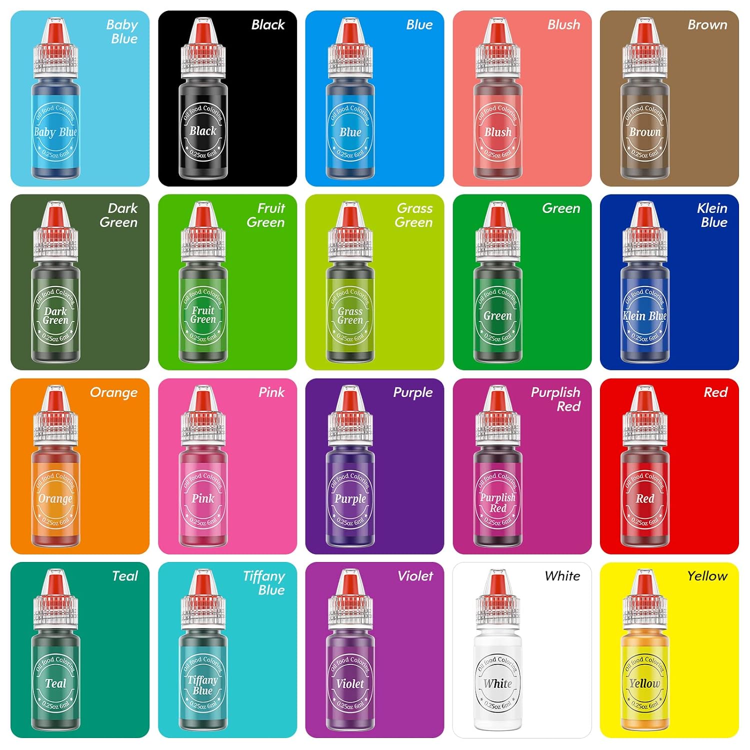 Detalle 2 de Nomeca Oil-Based Food Coloring for Chocolate, 20 Colors, 6 ml Bottles